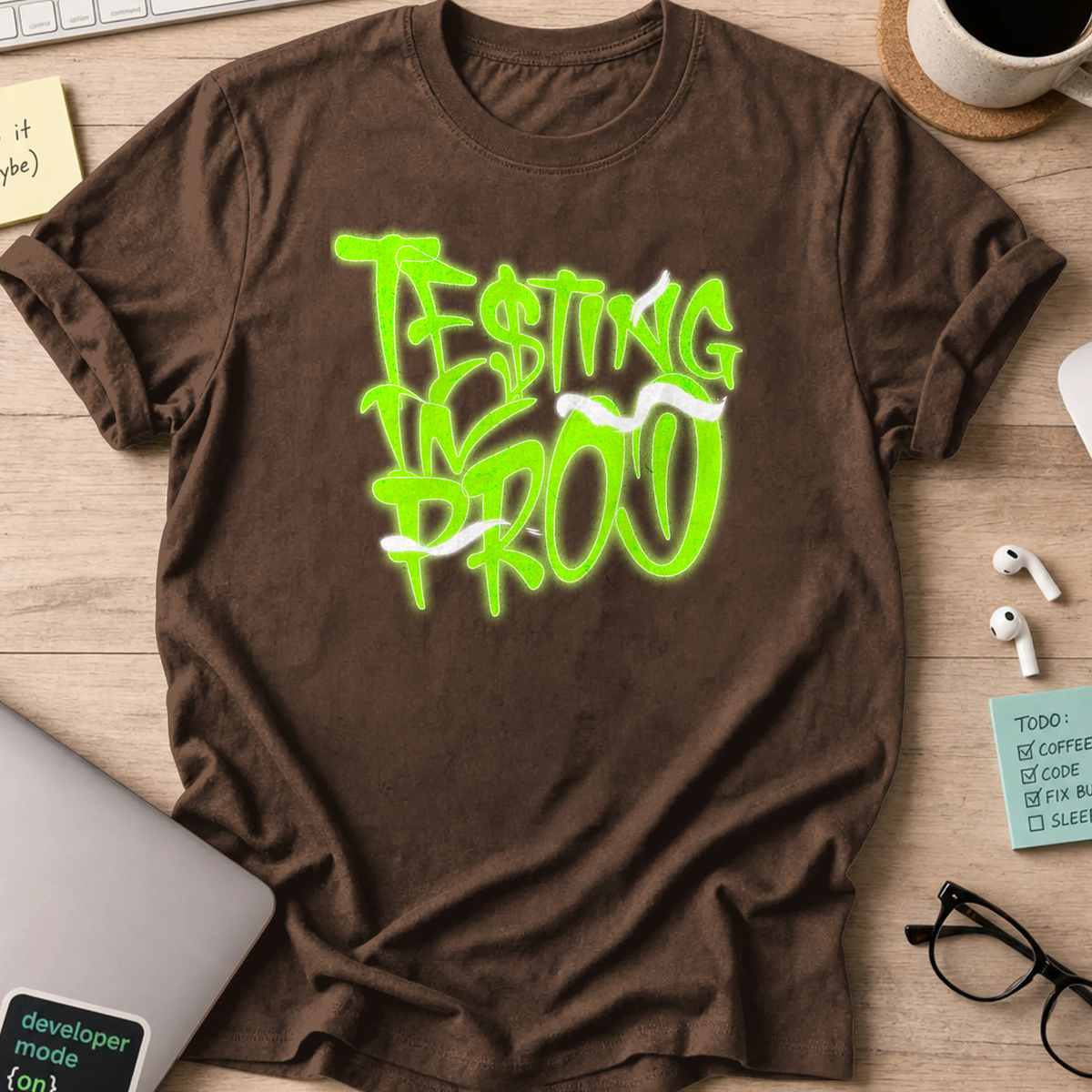 testing in prod street neon shirt - Dark Chocolate