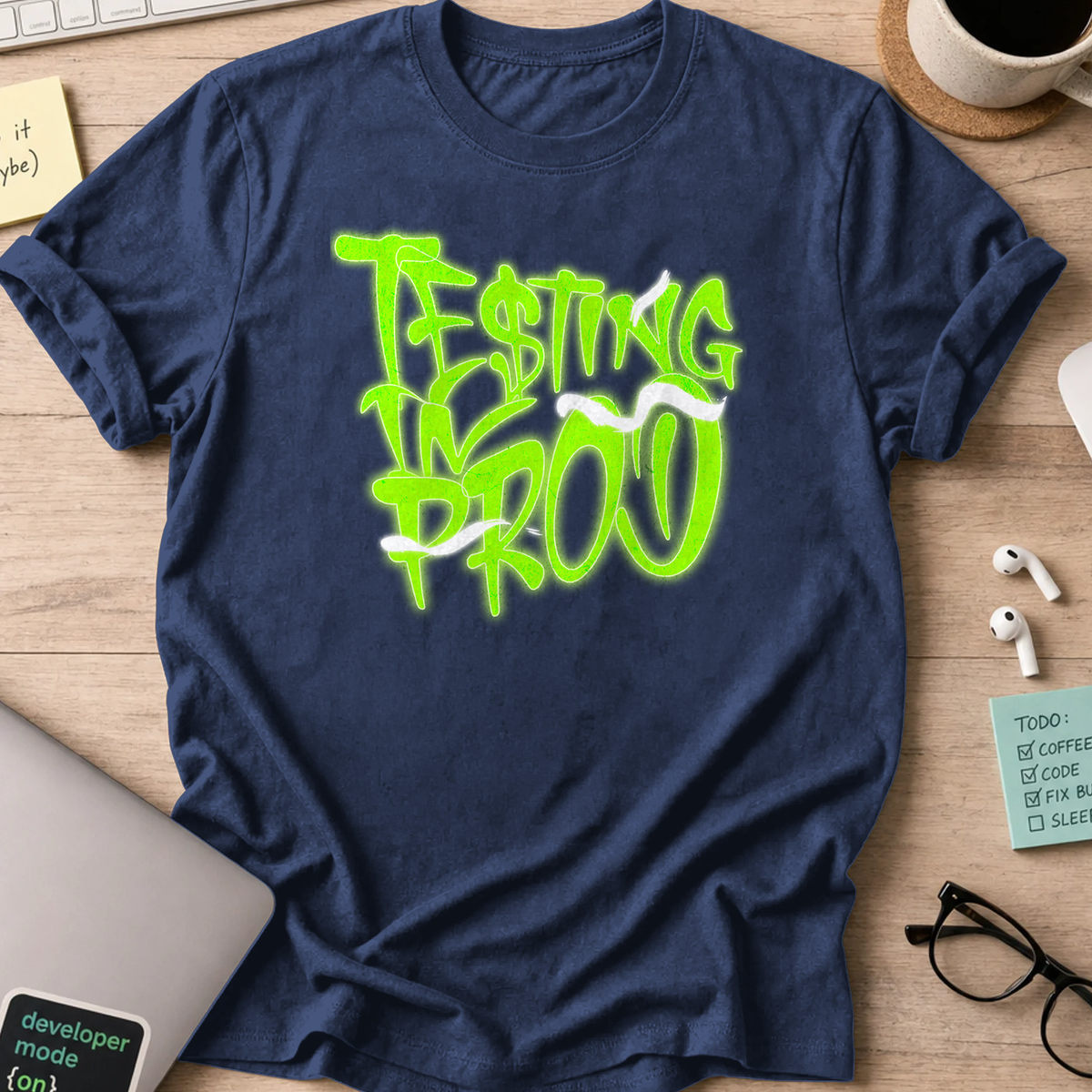 testing in prod street neon shirt - Navy