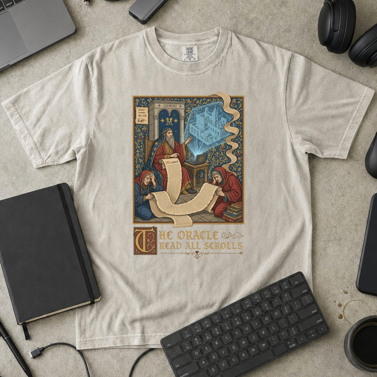 The Oracle Read All Scrolls Premium Shirt — ivory Premium Shirt mock-up