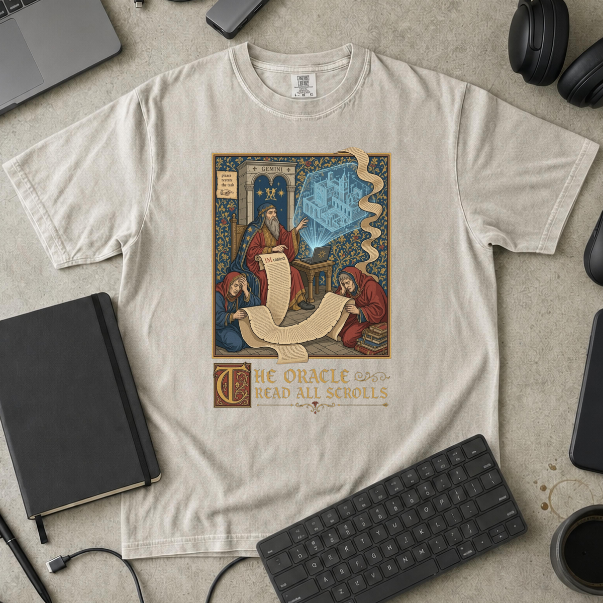 The Oracle Read All Scrolls Premium Shirt — ivory Premium Shirt mock-up