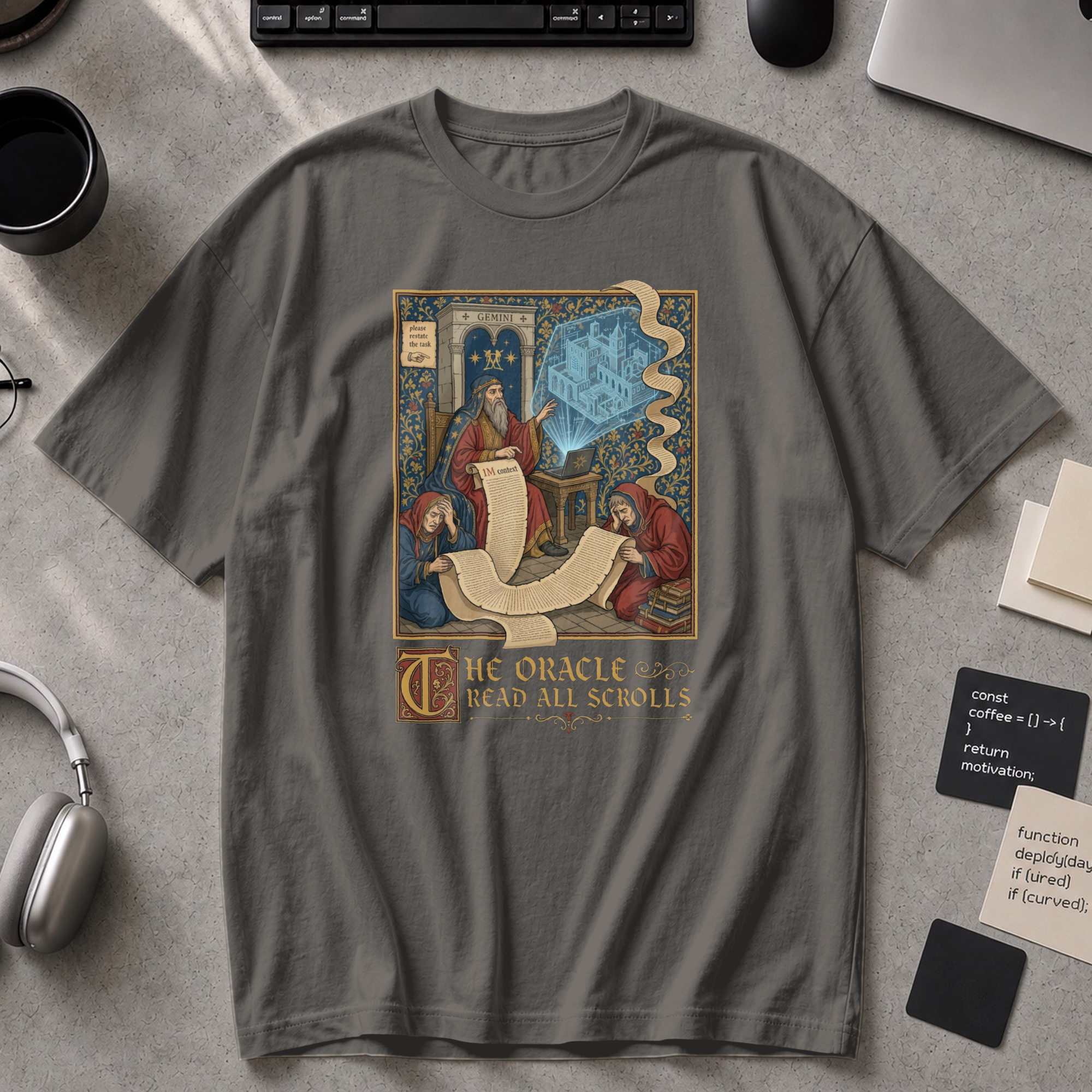 The Oracle Read All Scrolls Premium Shirt - Pepper