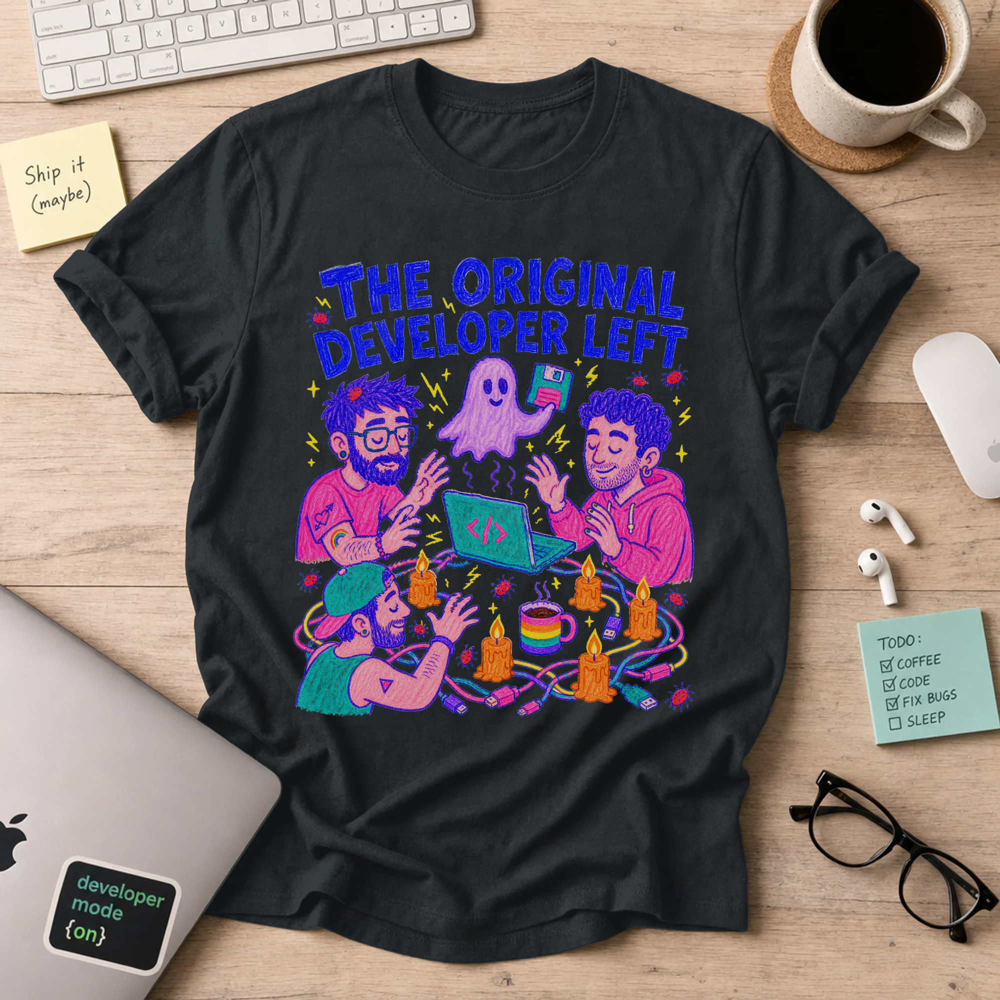 The Original Developer Left Shirt — Black