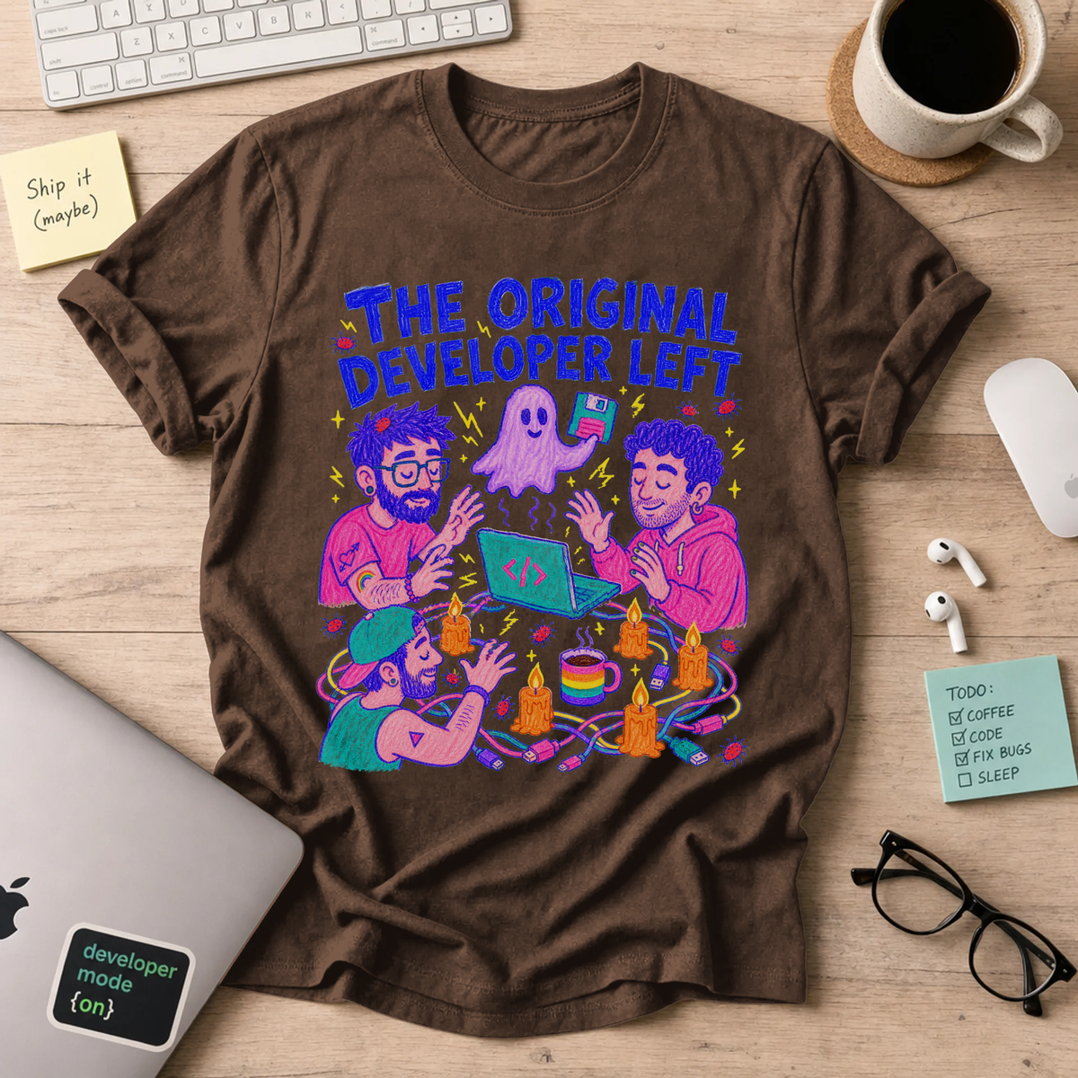The Original Developer Left Shirt — Dark Chocolate