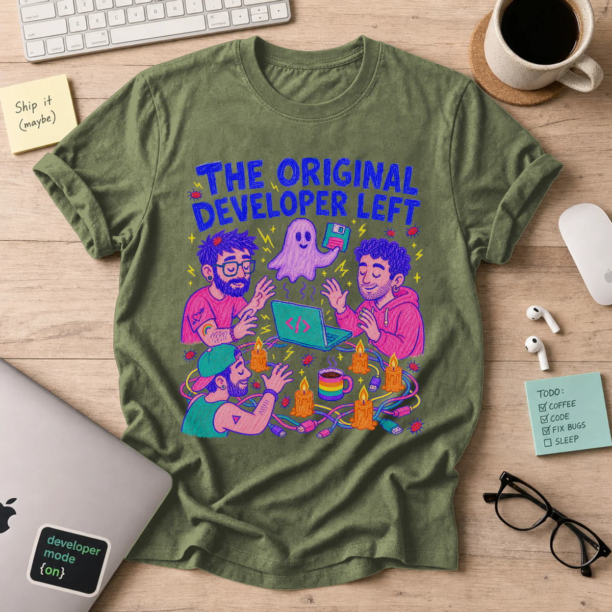 The Original Developer Left Shirt — Military Green