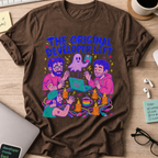 The Original Developer Left Shirt — Dark Chocolate storefront mockup
