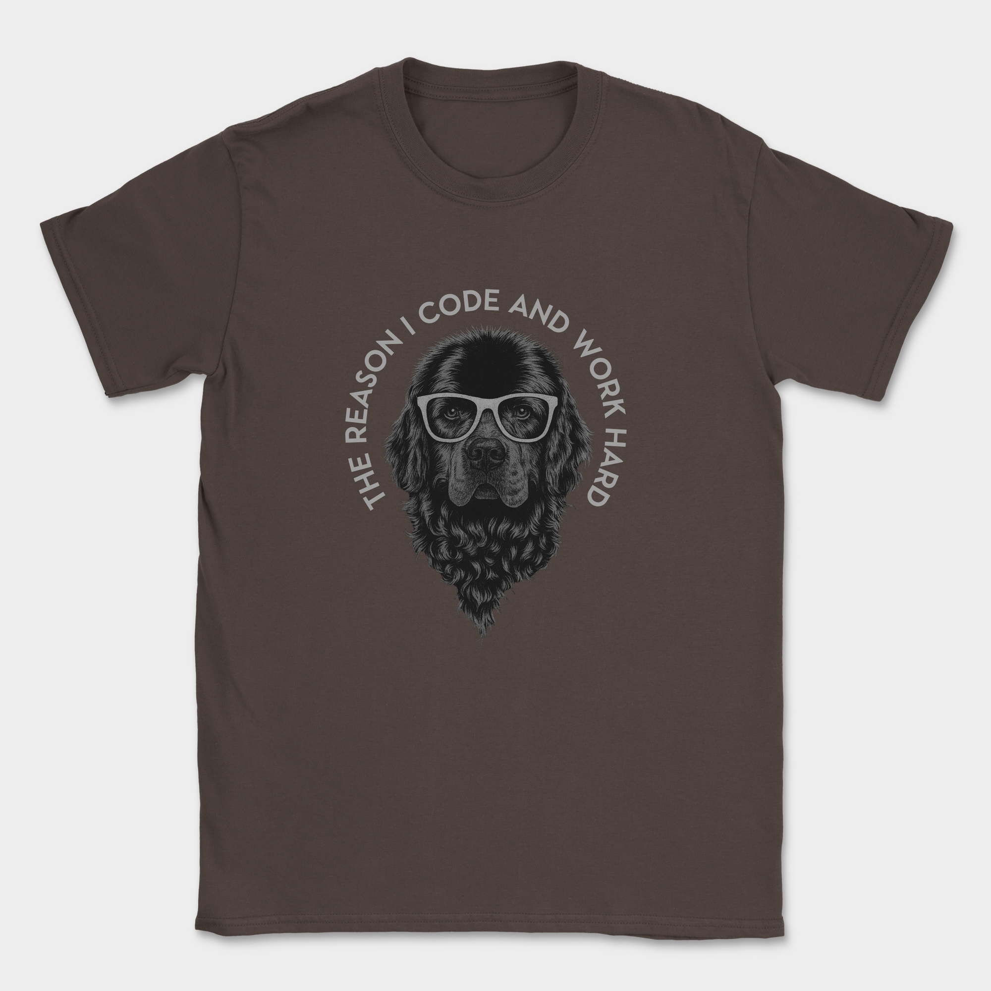 the reason i code dog shirt — Dark Chocolate