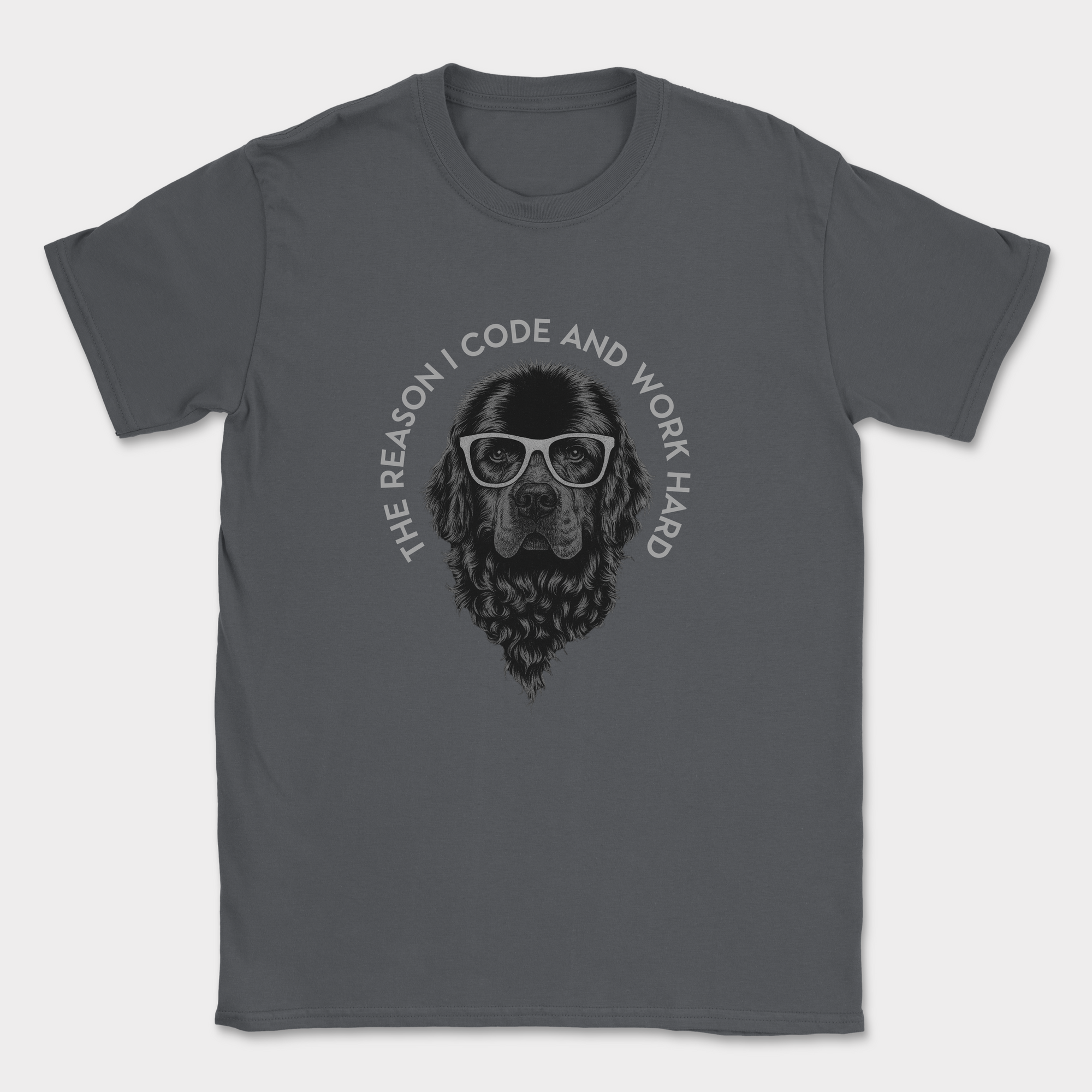 the reason i code dog shirt — Dark Heather Grey