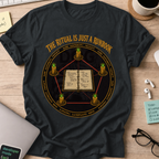 The Ritual Is Just a Runbook Shirt — Black storefront mockup