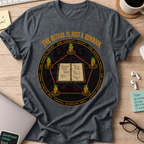 The Ritual Is Just a Runbook Shirt — Dark Heather storefront mockup