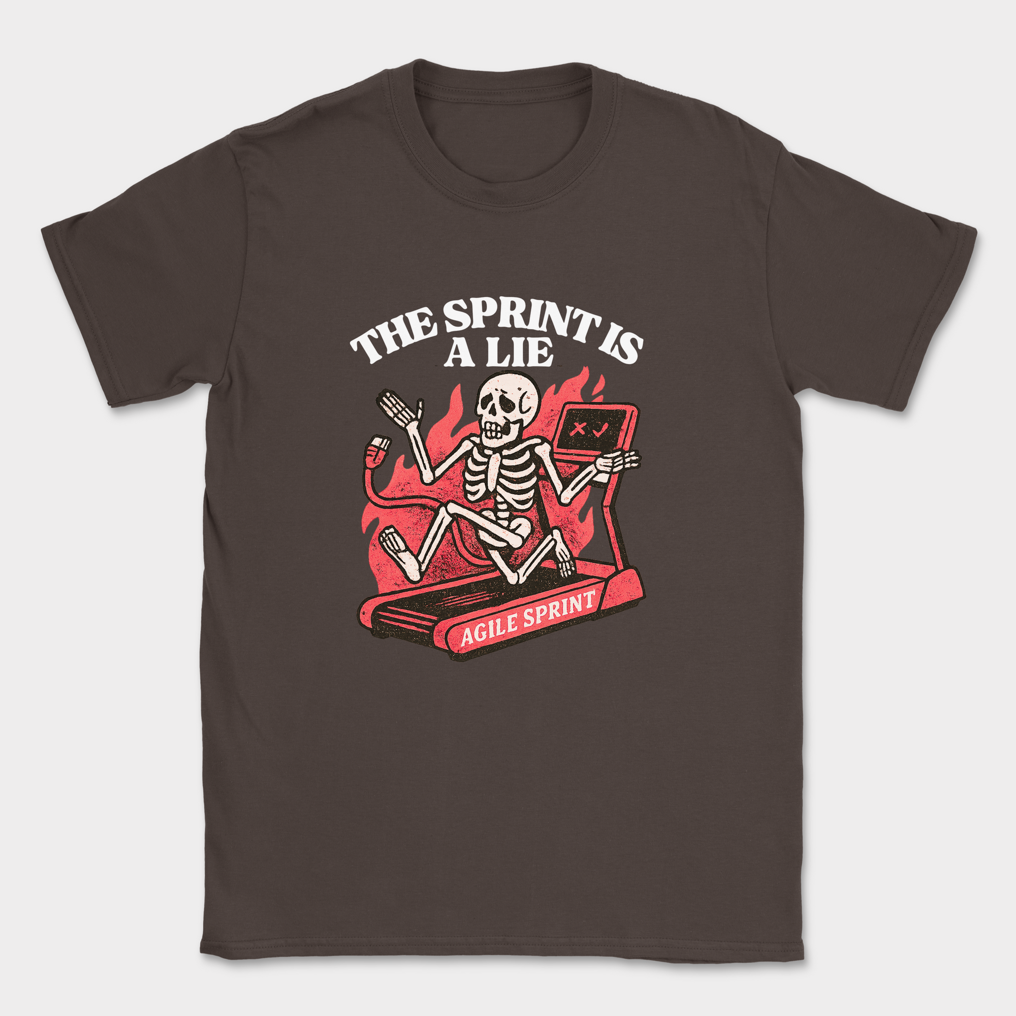 the sprint is a lie skeleton shirt — Dark Chocolate