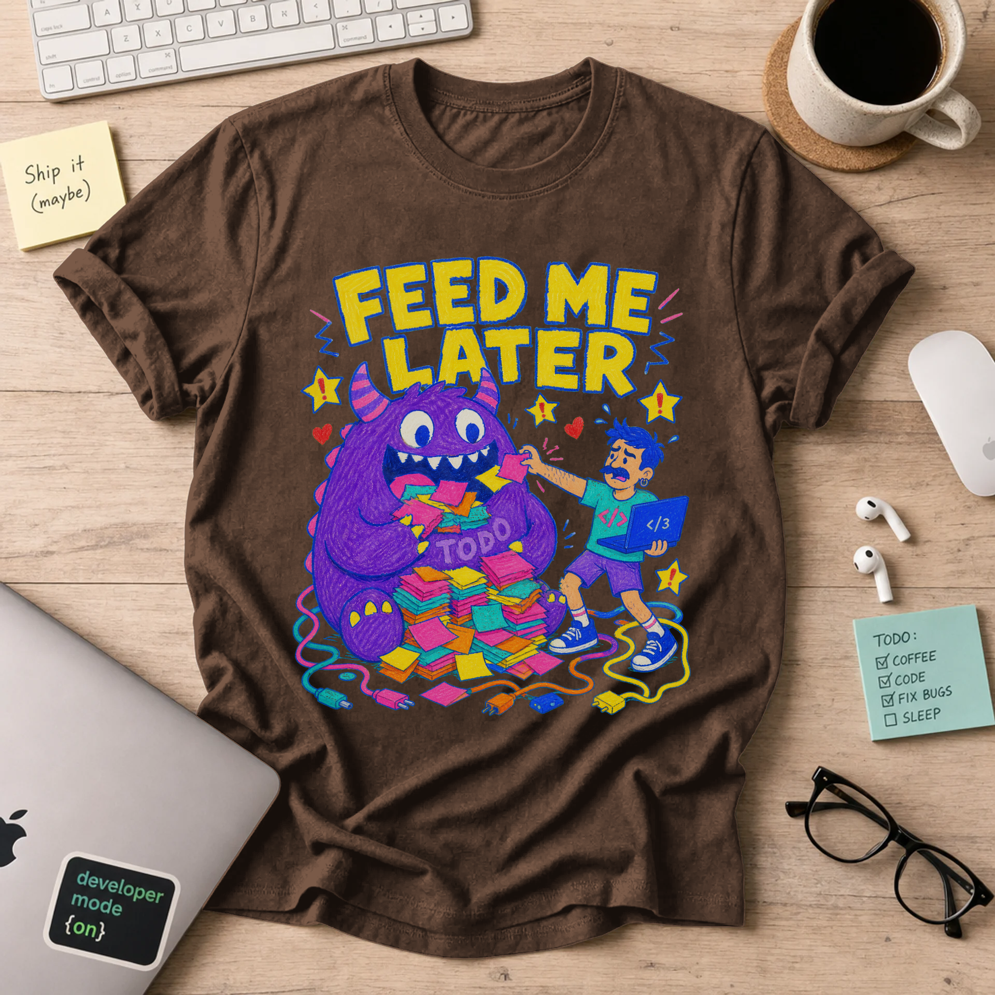 The TODO Monster Shirt — Dark Chocolate