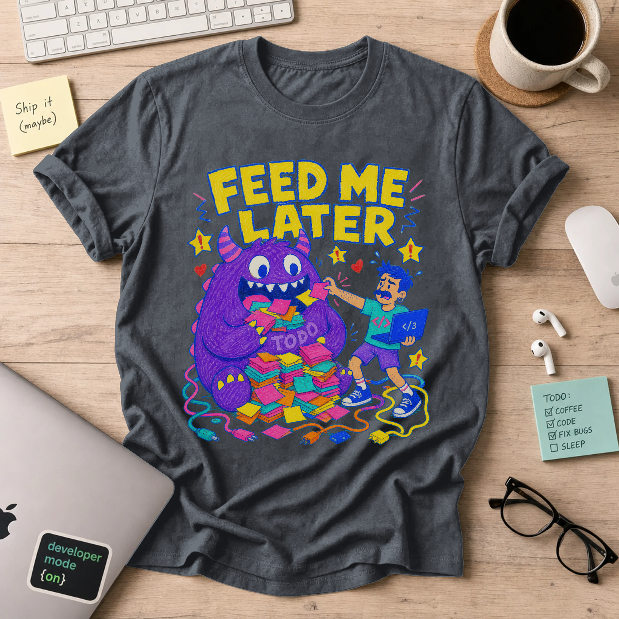 The TODO Monster Shirt — Dark Heather