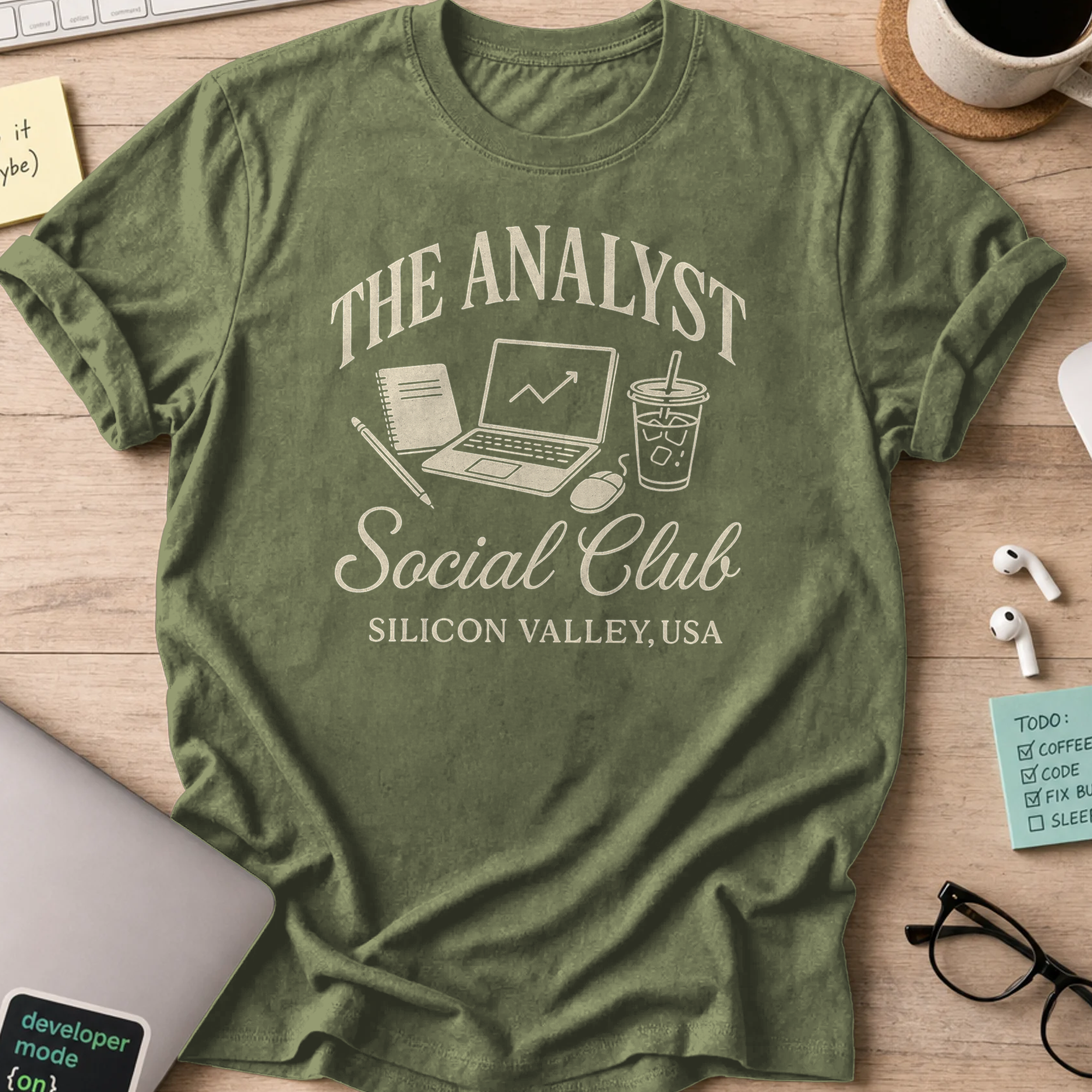 the analyst social club shirt - Military Green