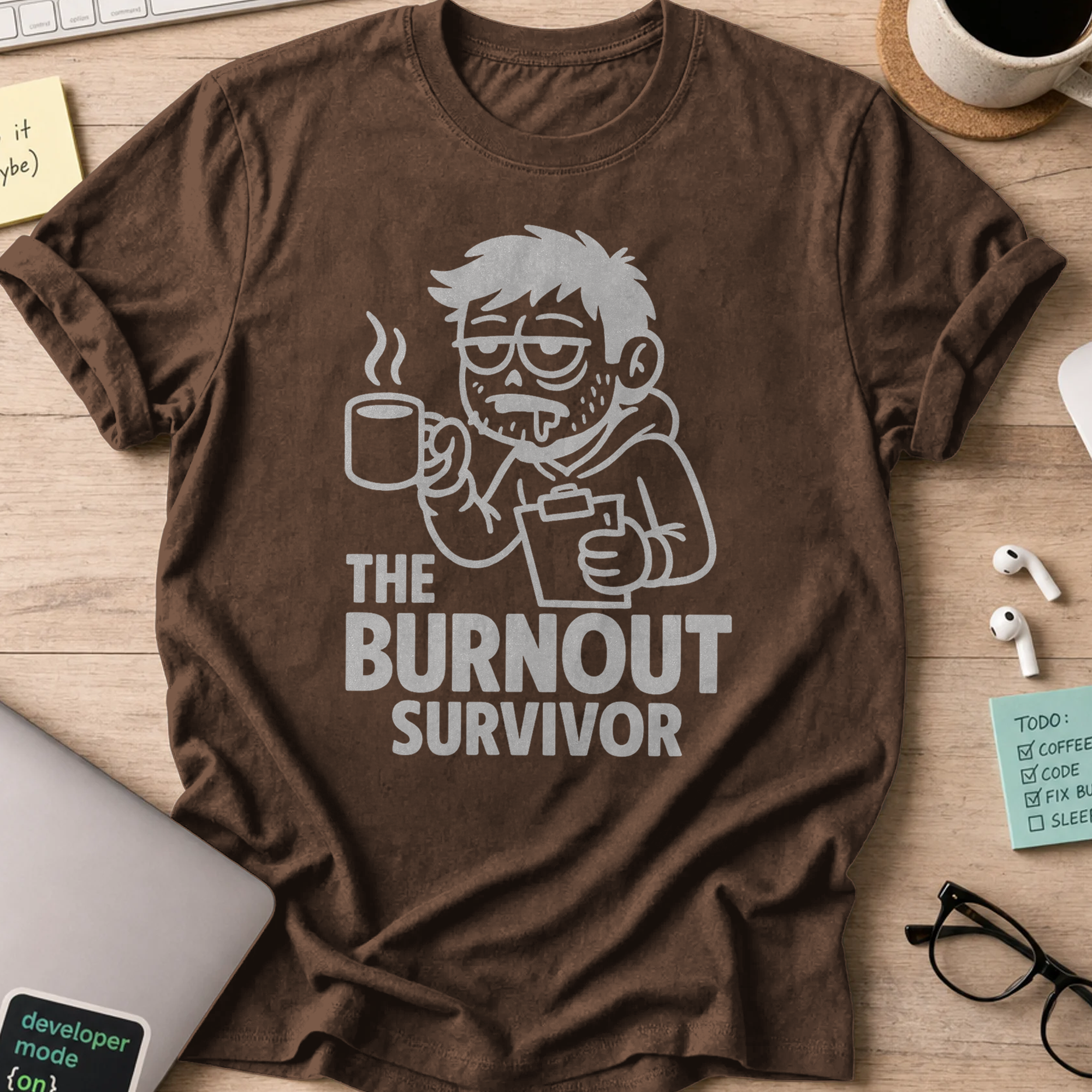 the burnout surviver shirt - Dark Chocolate
