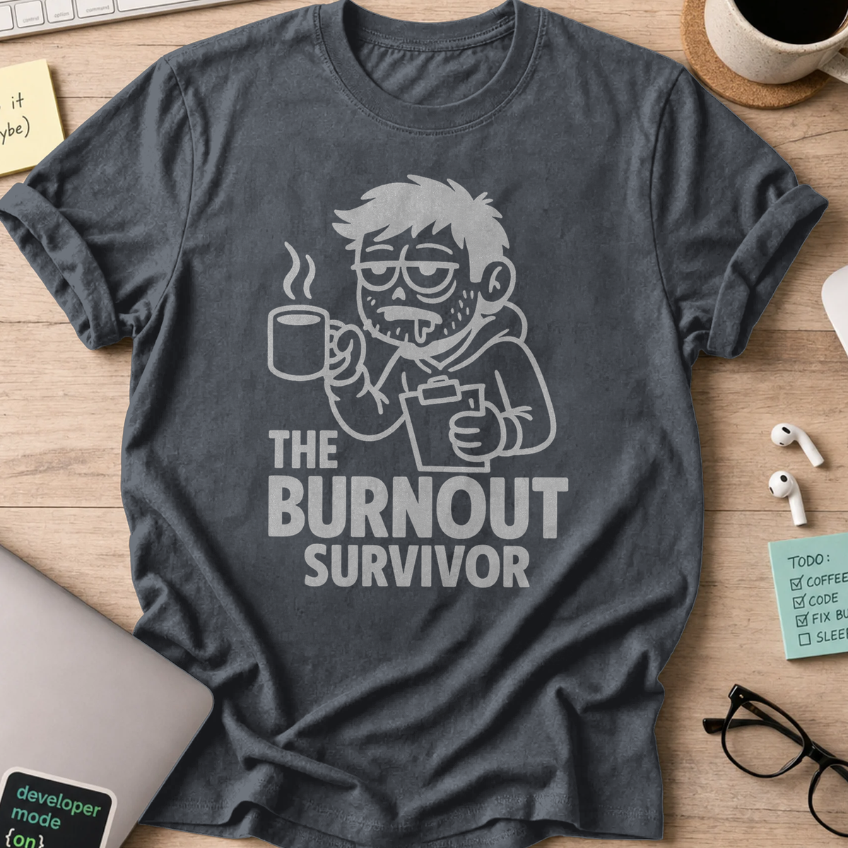 the burnout surviver shirt - Dark Heather