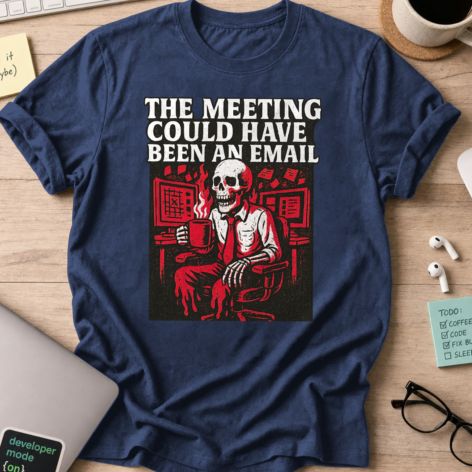 the meeting could have been an email skeleton shirt - Navy