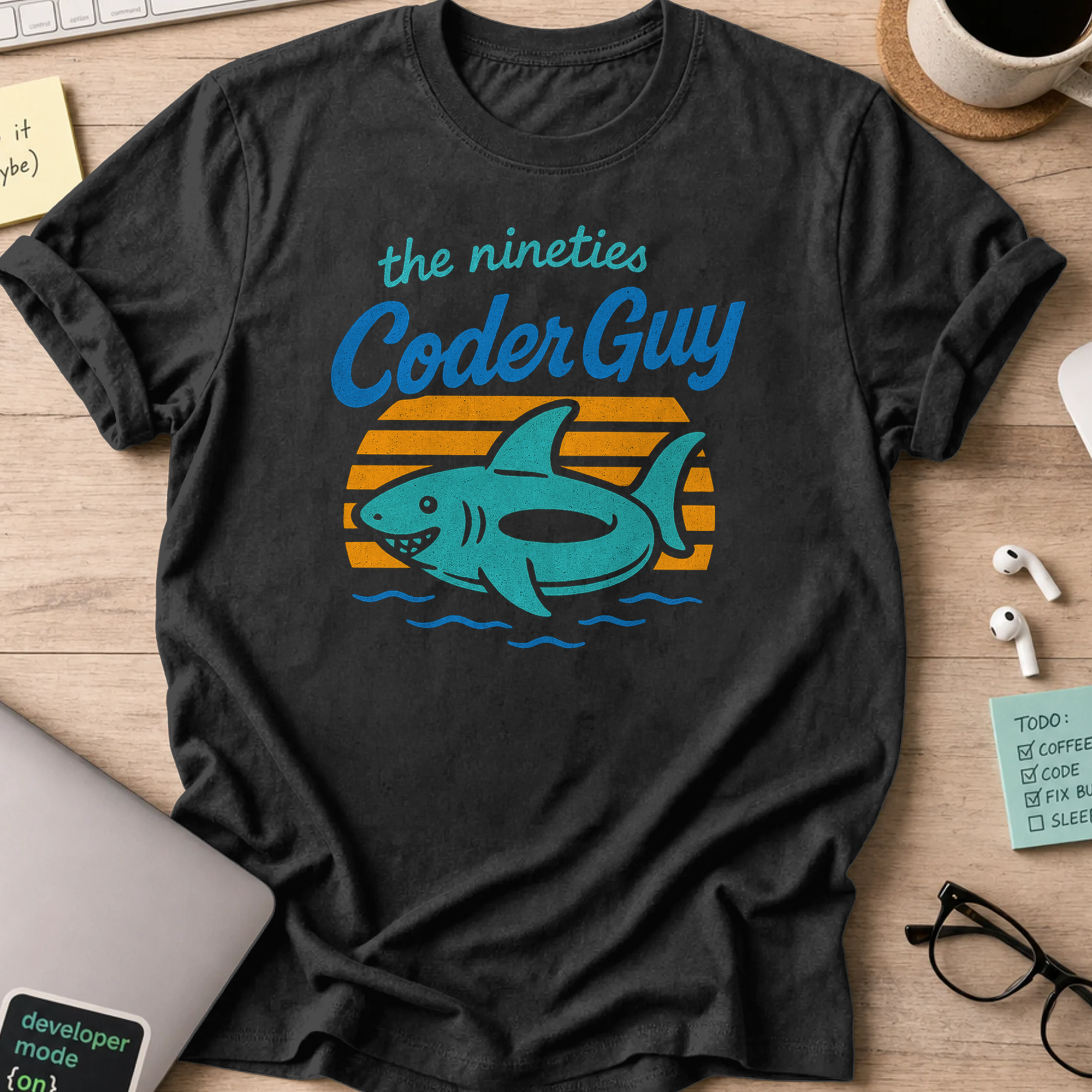 the nineties coder guy shirt - Black