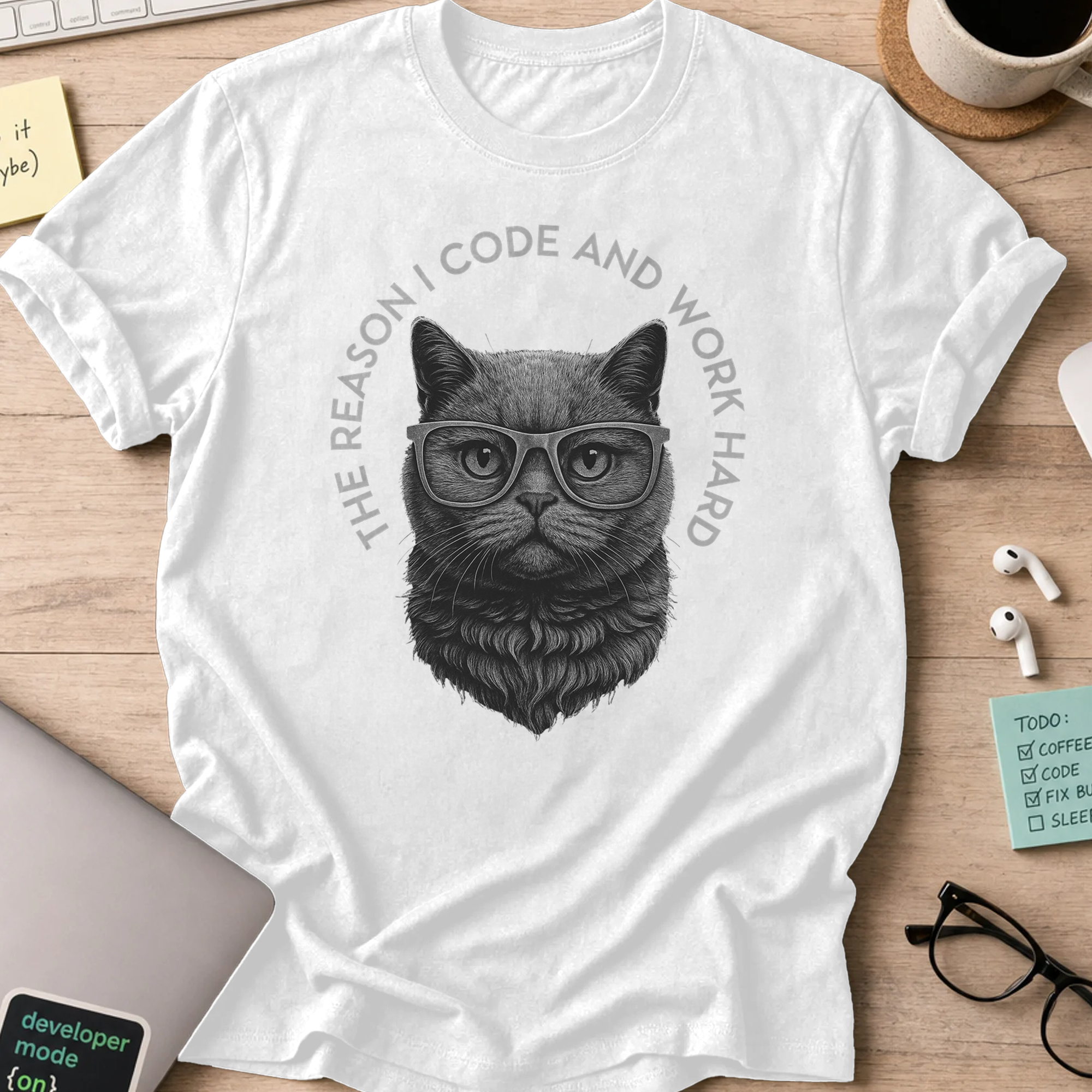 the reason i code cat shirt - White