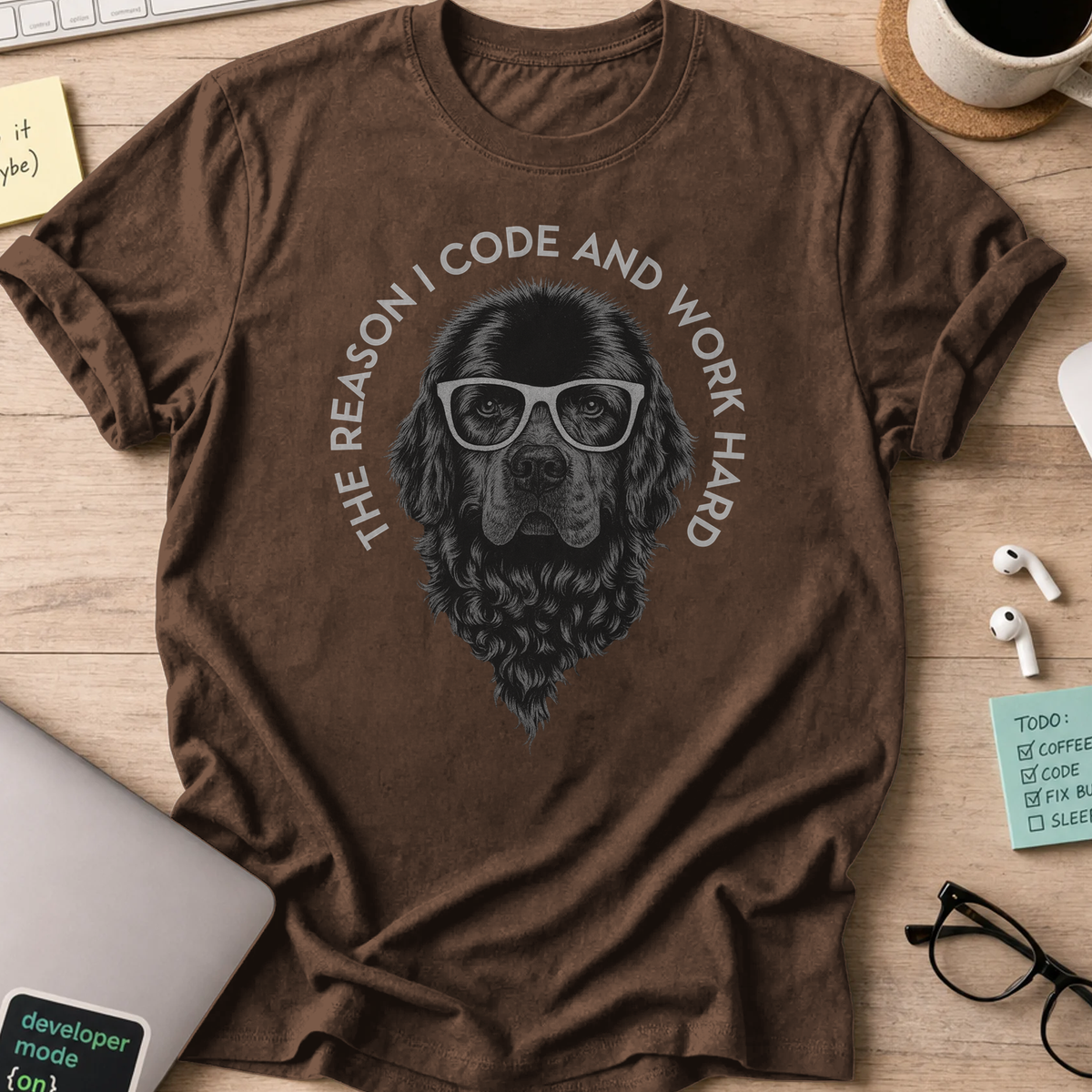 the reason i code dog shirt - Dark Chocolate