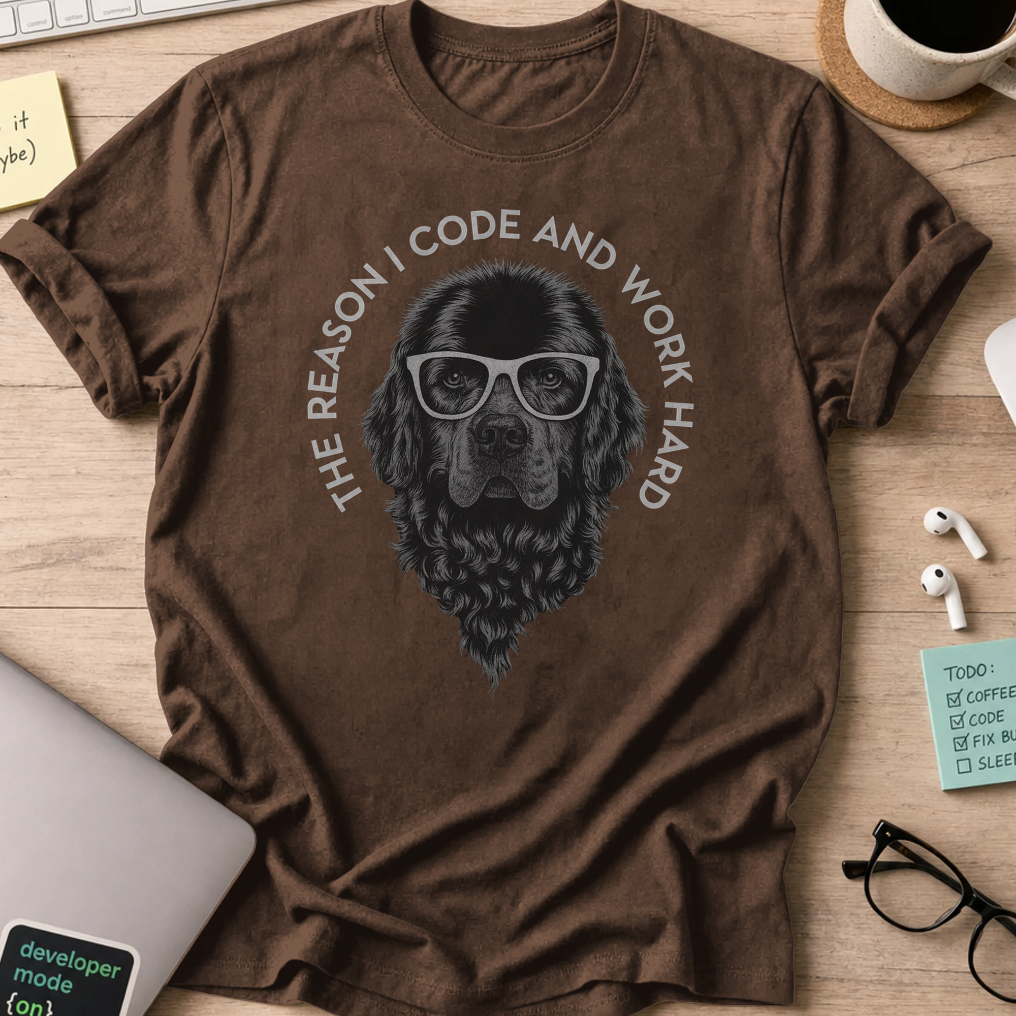 the reason i code dog shirt - Dark Chocolate
