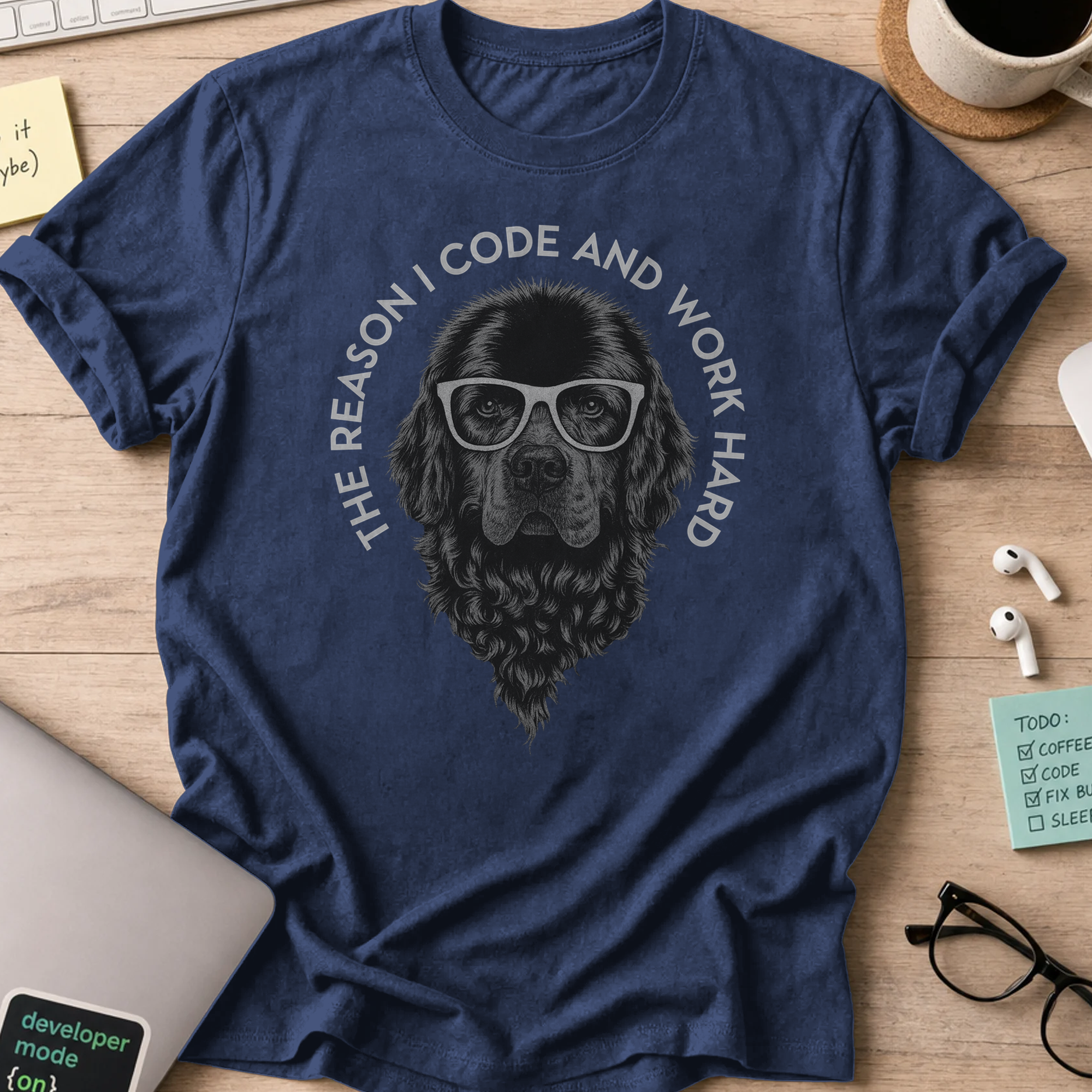 the reason i code dog shirt - Navy