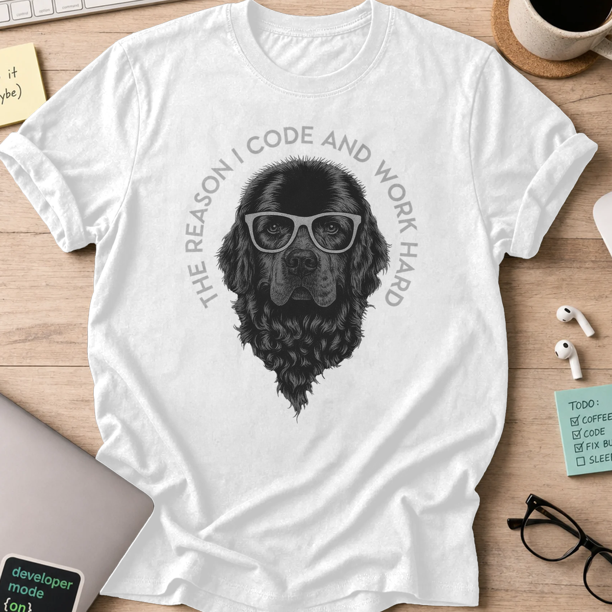 the reason i code dog shirt - White