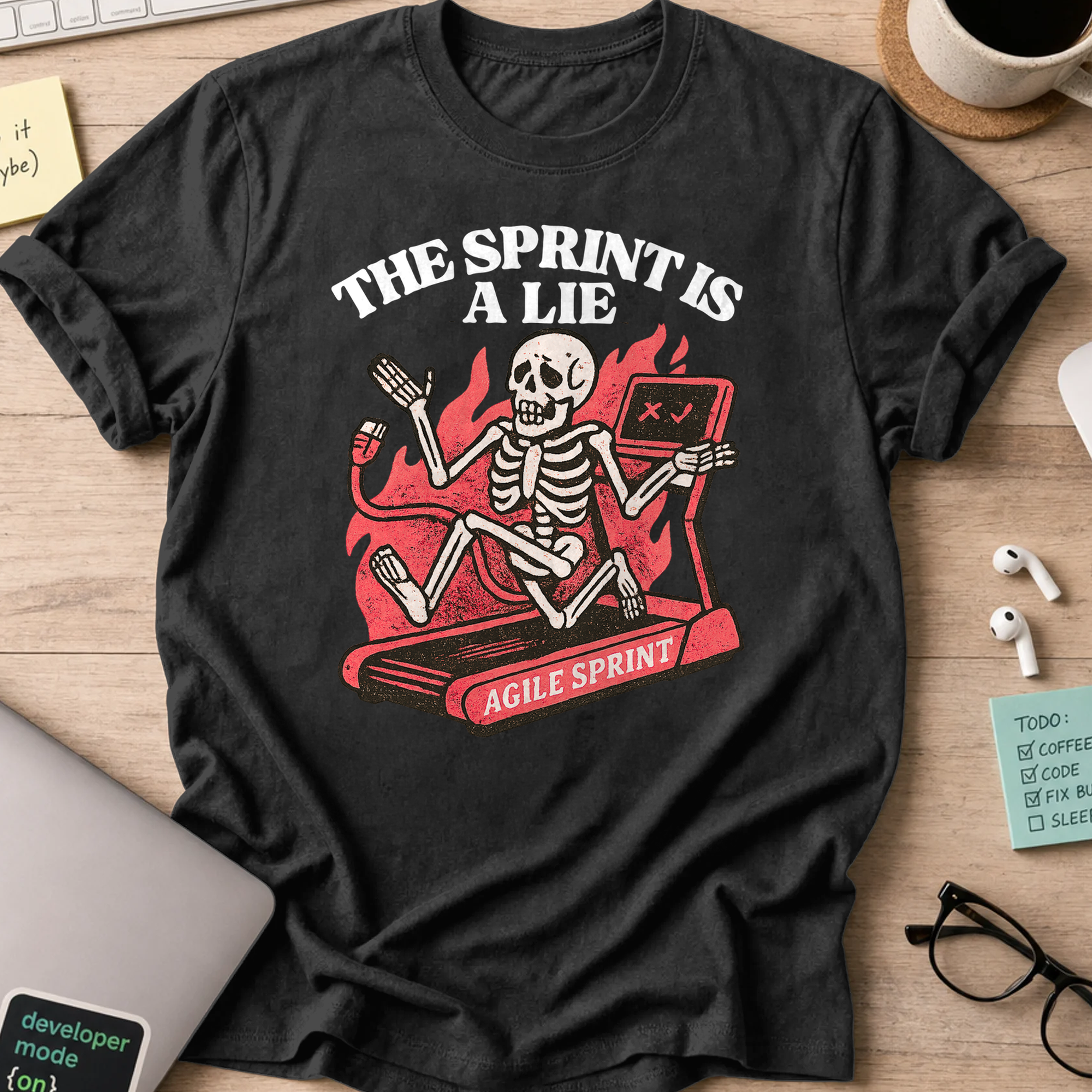 the sprint is a lie skeleton shirt - Black