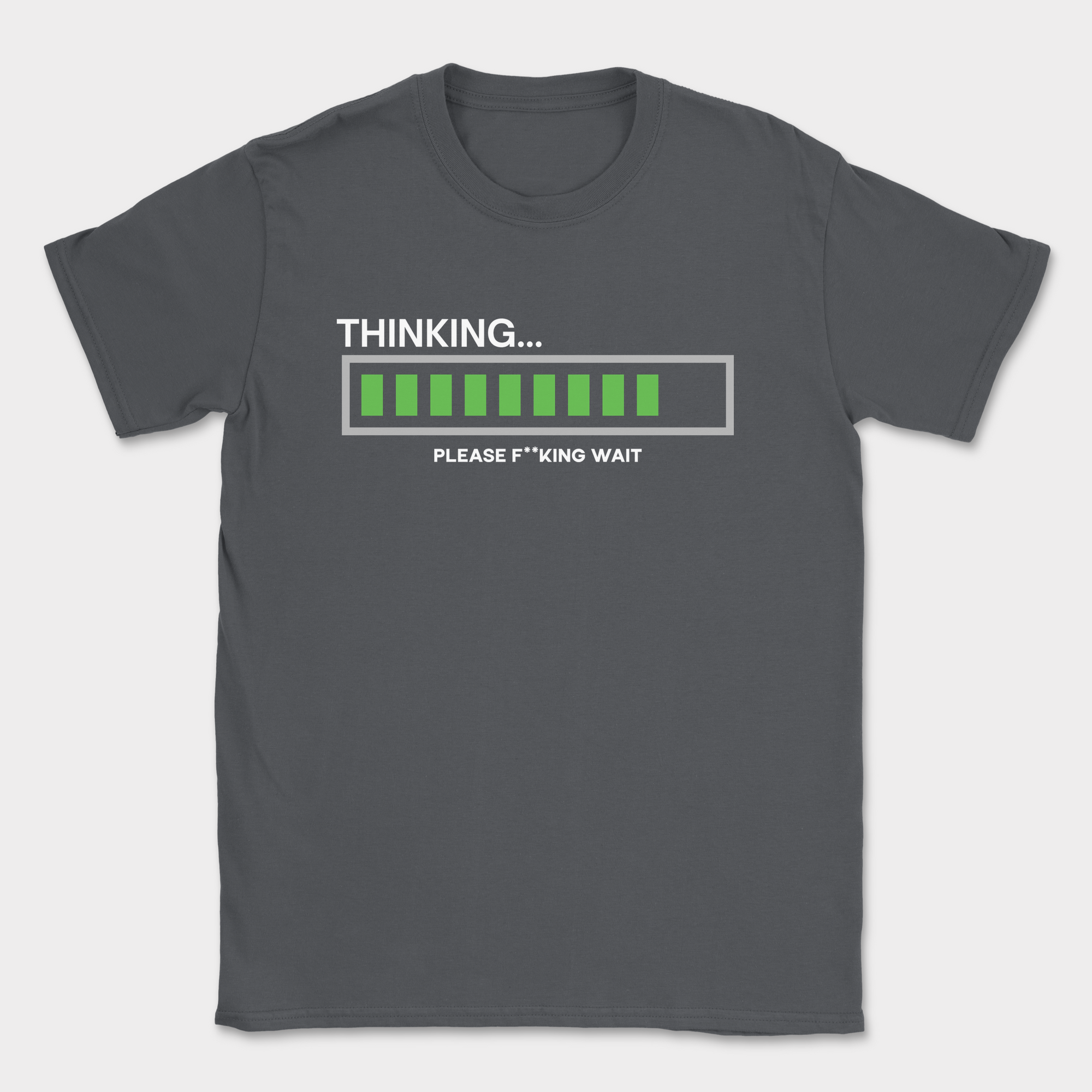Thinking... Please wait shirt — Dark Heather Grey