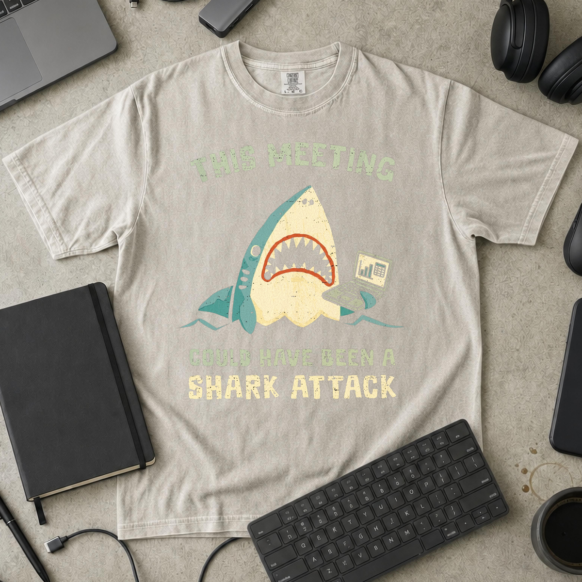 This Meeting Could Have Been A Shark Attack Premium Shirt — ivory Premium Shirt mock-up