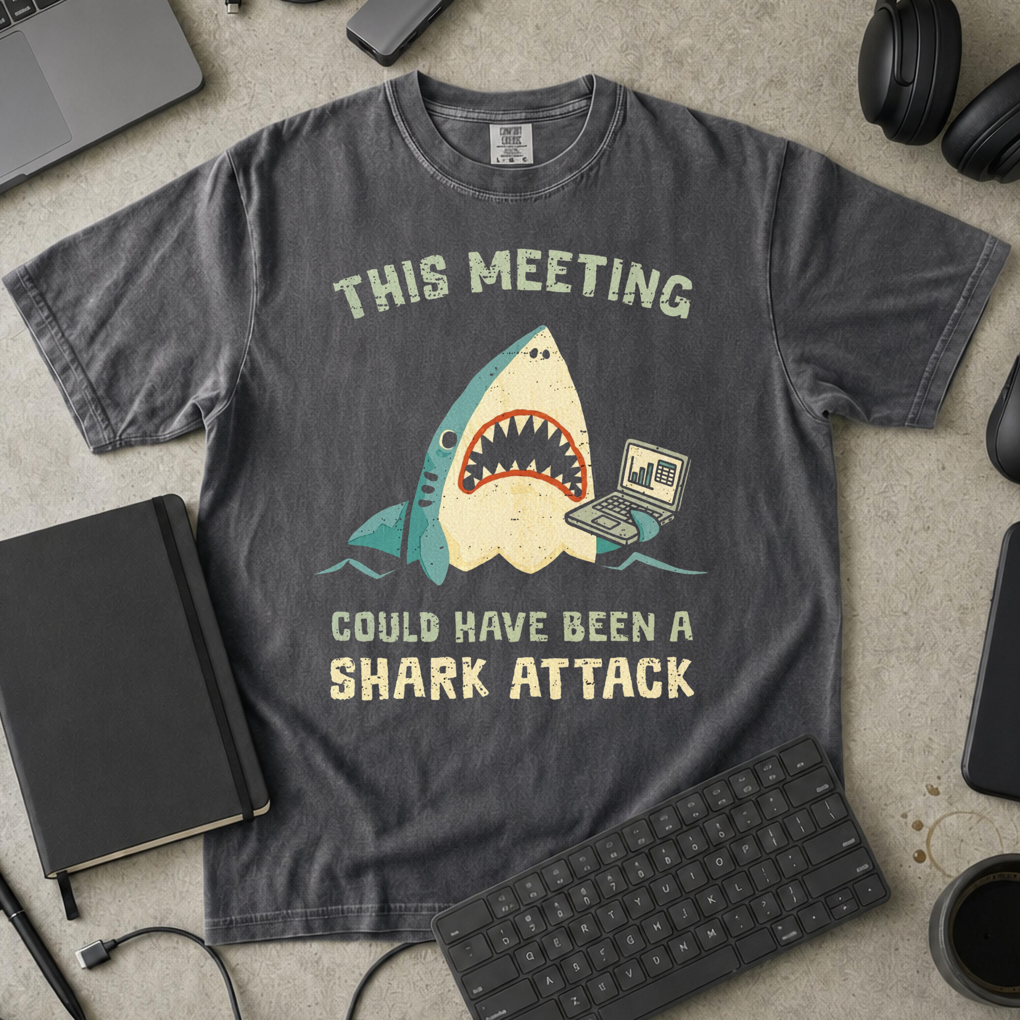 This Meeting Could Have Been A Shark Attack Premium Shirt — pepper Premium Shirt mock-up