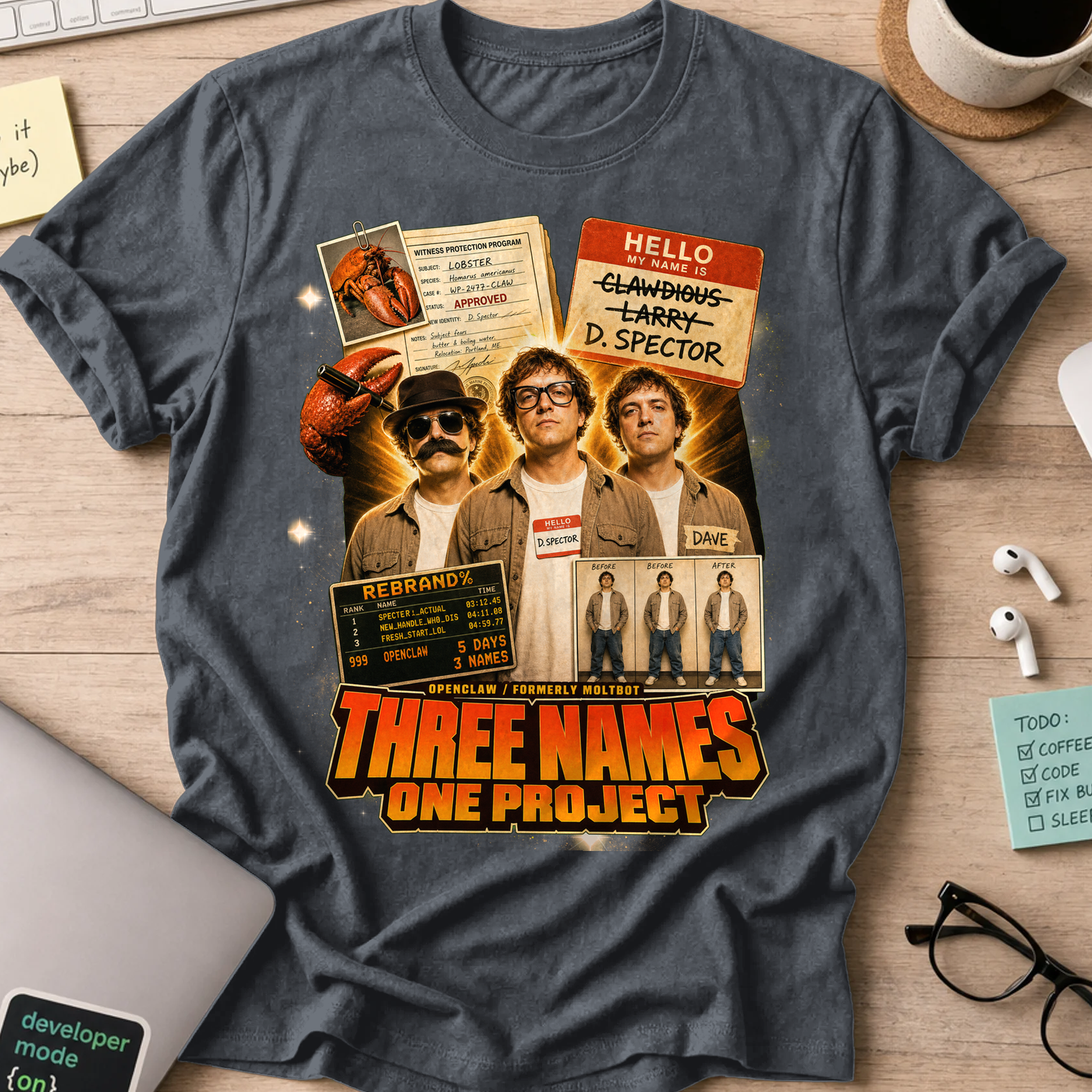 Three Names One Project Shirt - Dark Heather