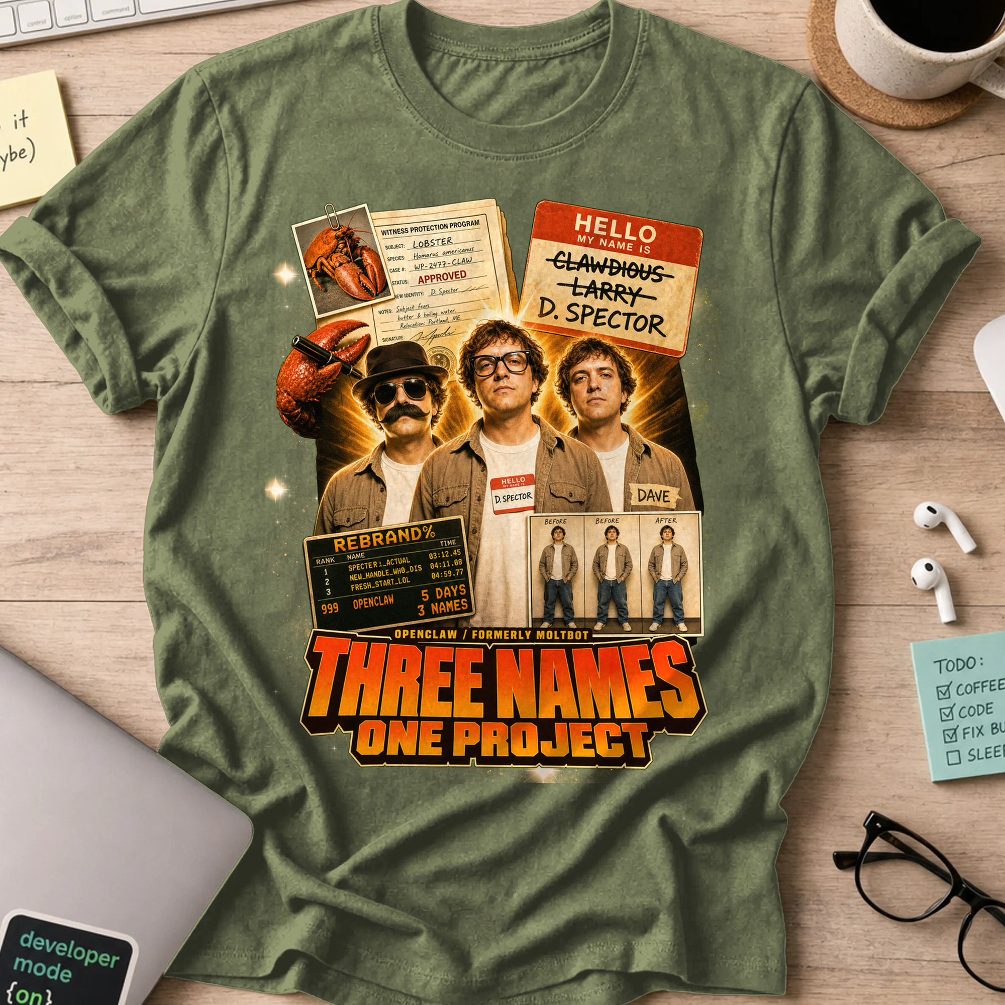 Three Names One Project Shirt - Military Green