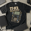 TI-83 Calculator Shirt — Black Comfort Colors 1717 flat lay