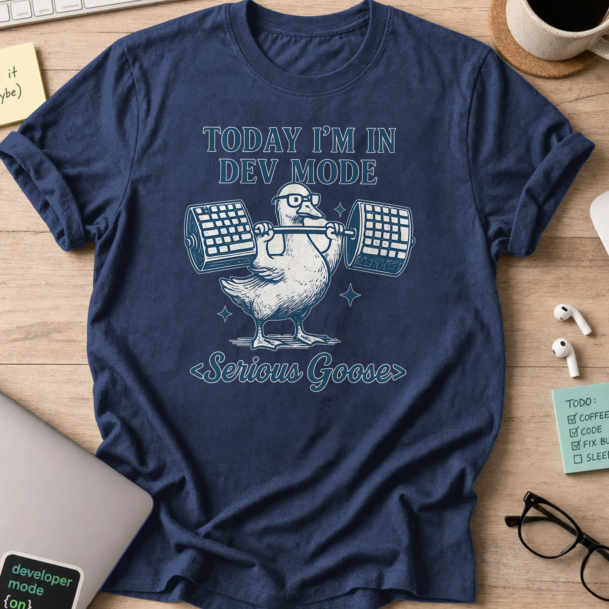 today im in dev mode goose shirt - Navy