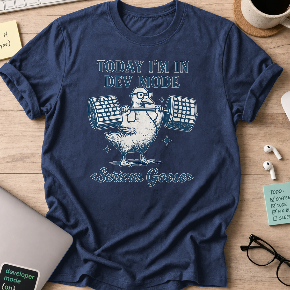 today im in dev mode goose shirt - Navy