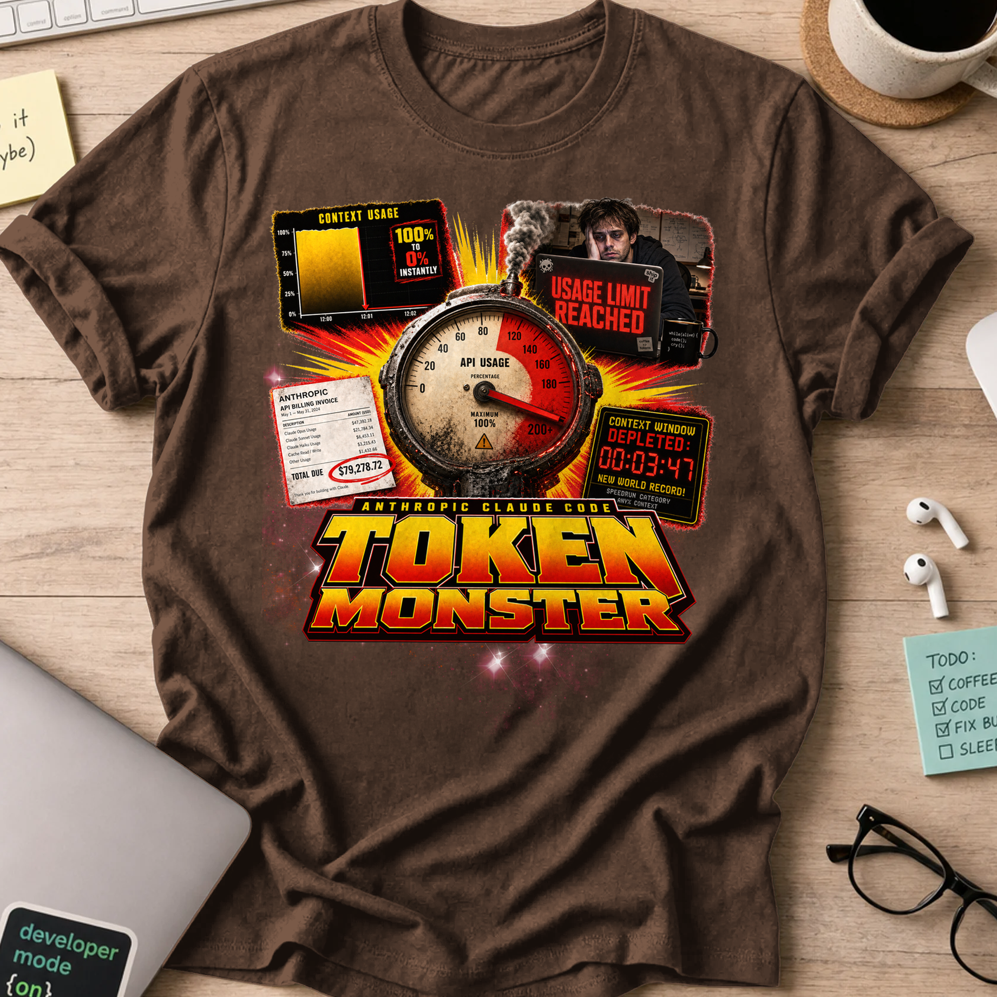 Token Monster Shirt - Dark Chocolate