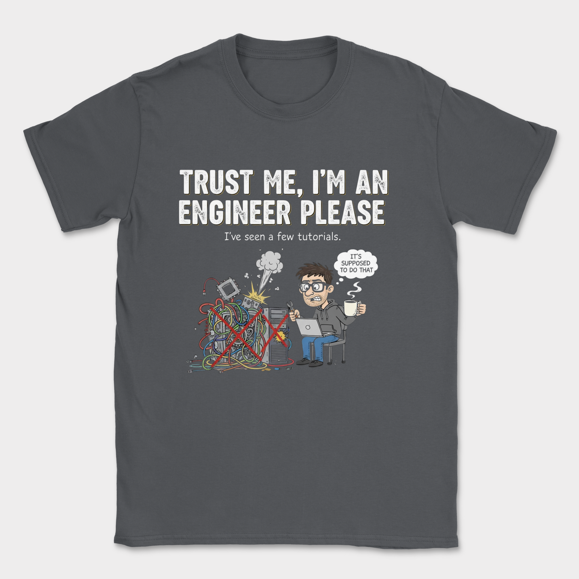 trust me im an engineer please shirt — Dark Heather Grey