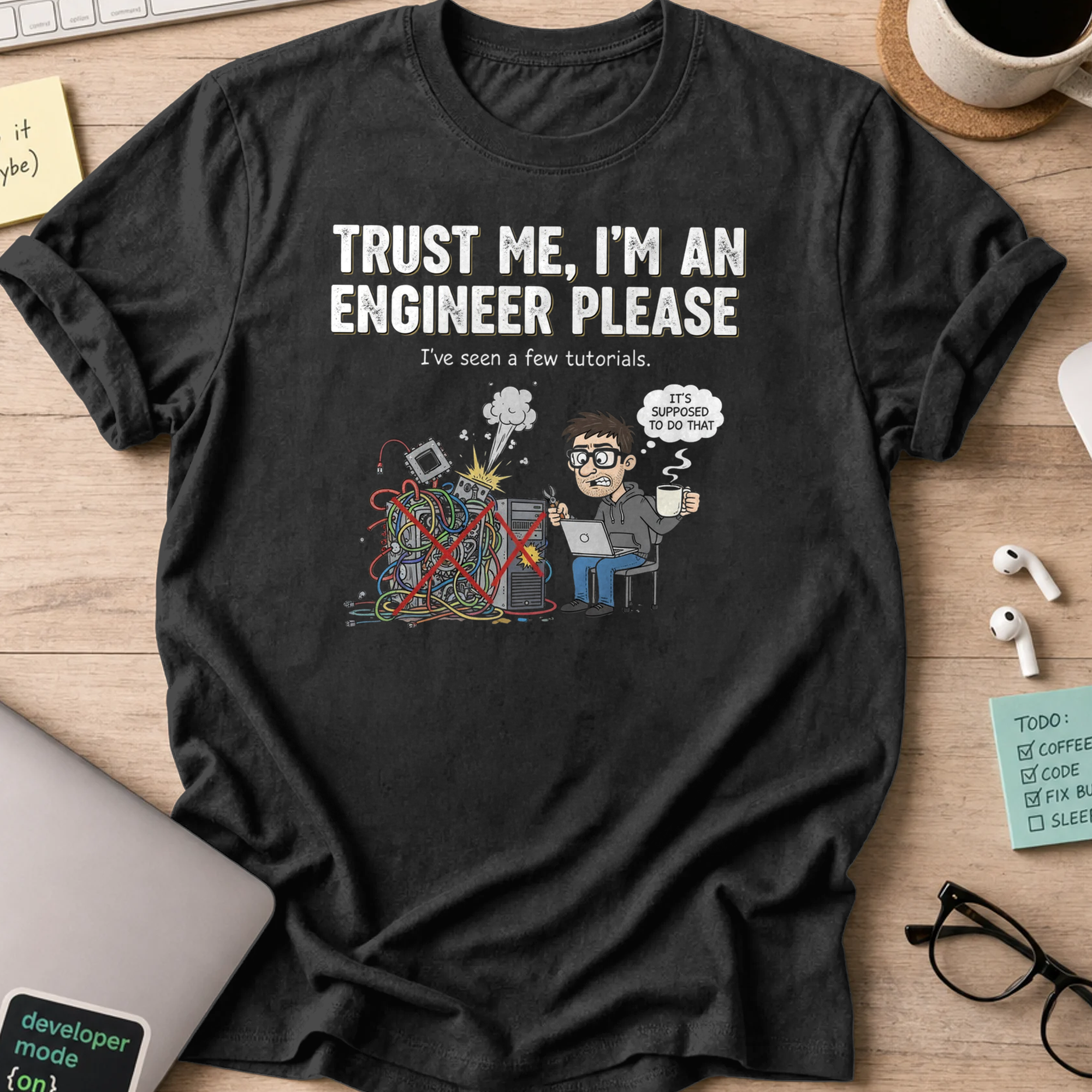 trust me im an engineer please shirt - Black