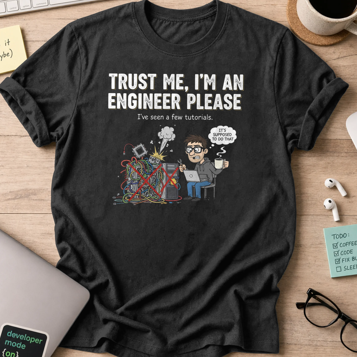 trust me im an engineer please shirt - Black