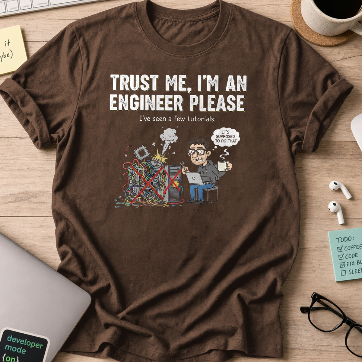 trust me im an engineer please shirt - Dark Chocolate