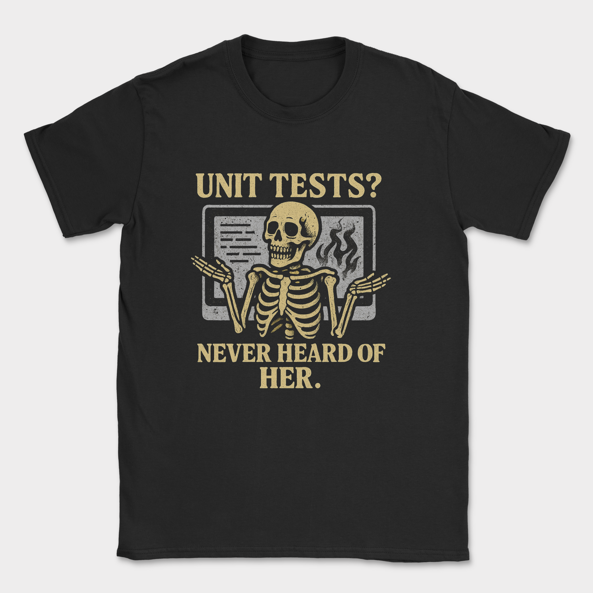 unit tests? never heard of her. skeleton shirt — Black