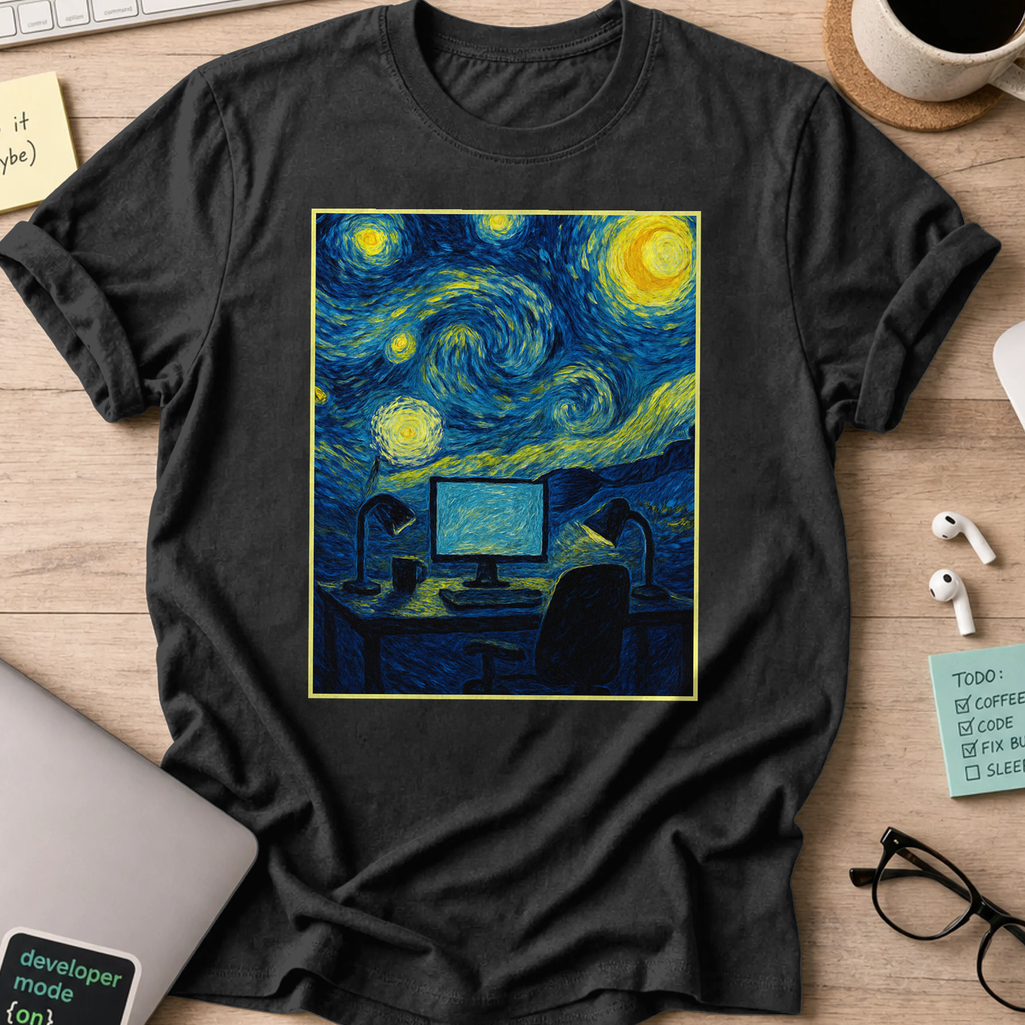 van gogh desk shirt - Black