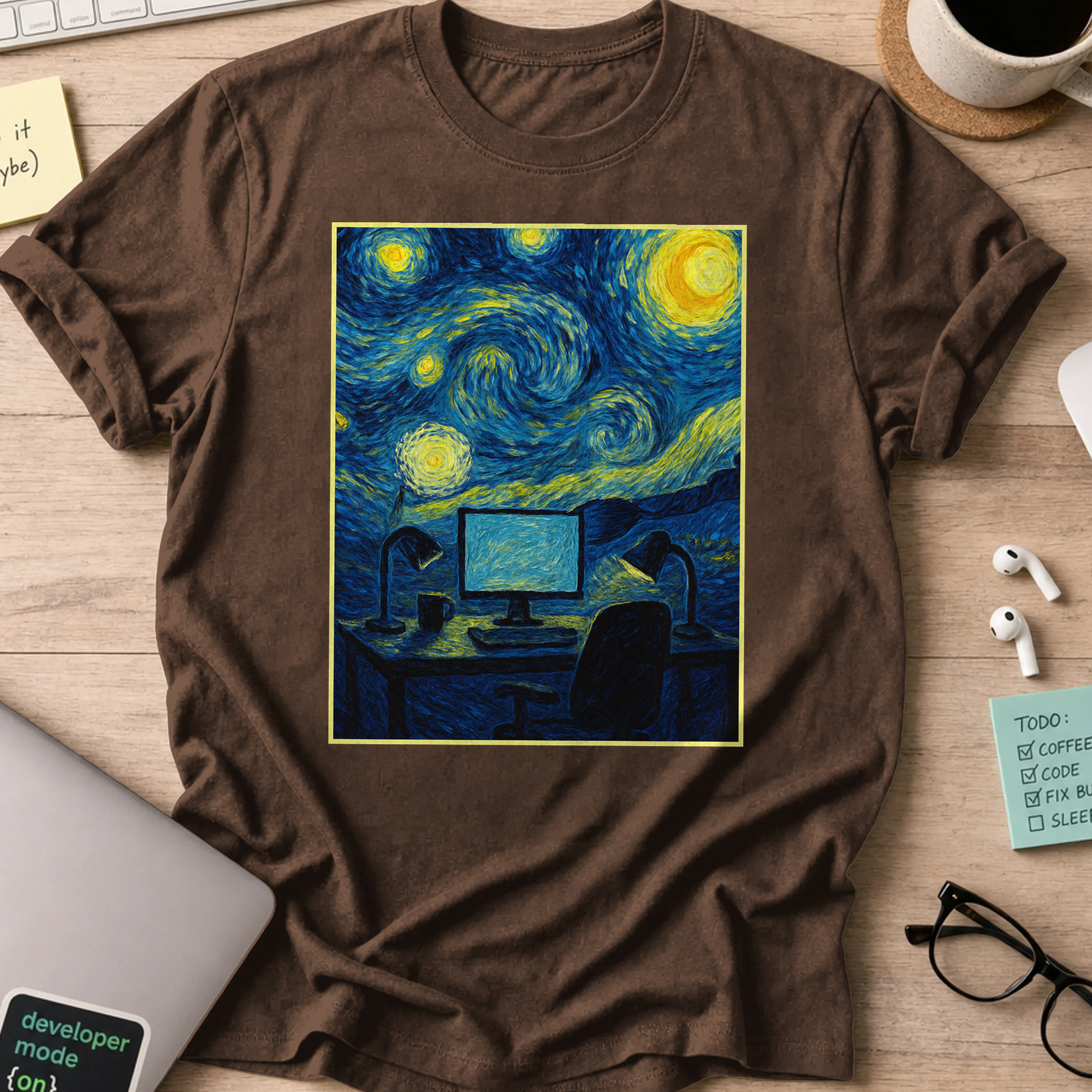 van gogh desk shirt - Dark Chocolate