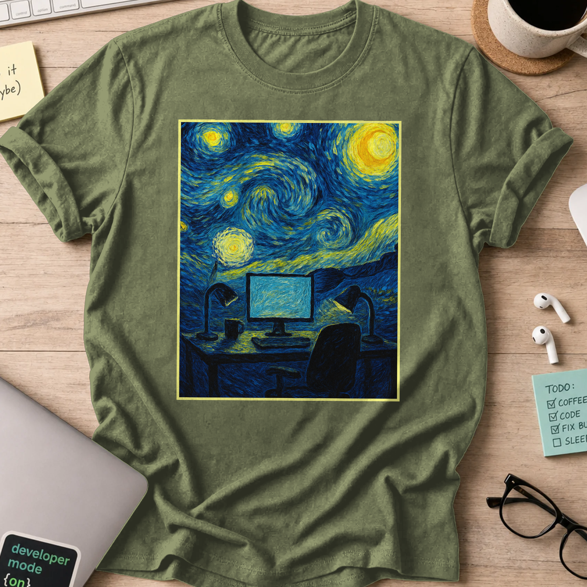 van gogh desk shirt - Military Green