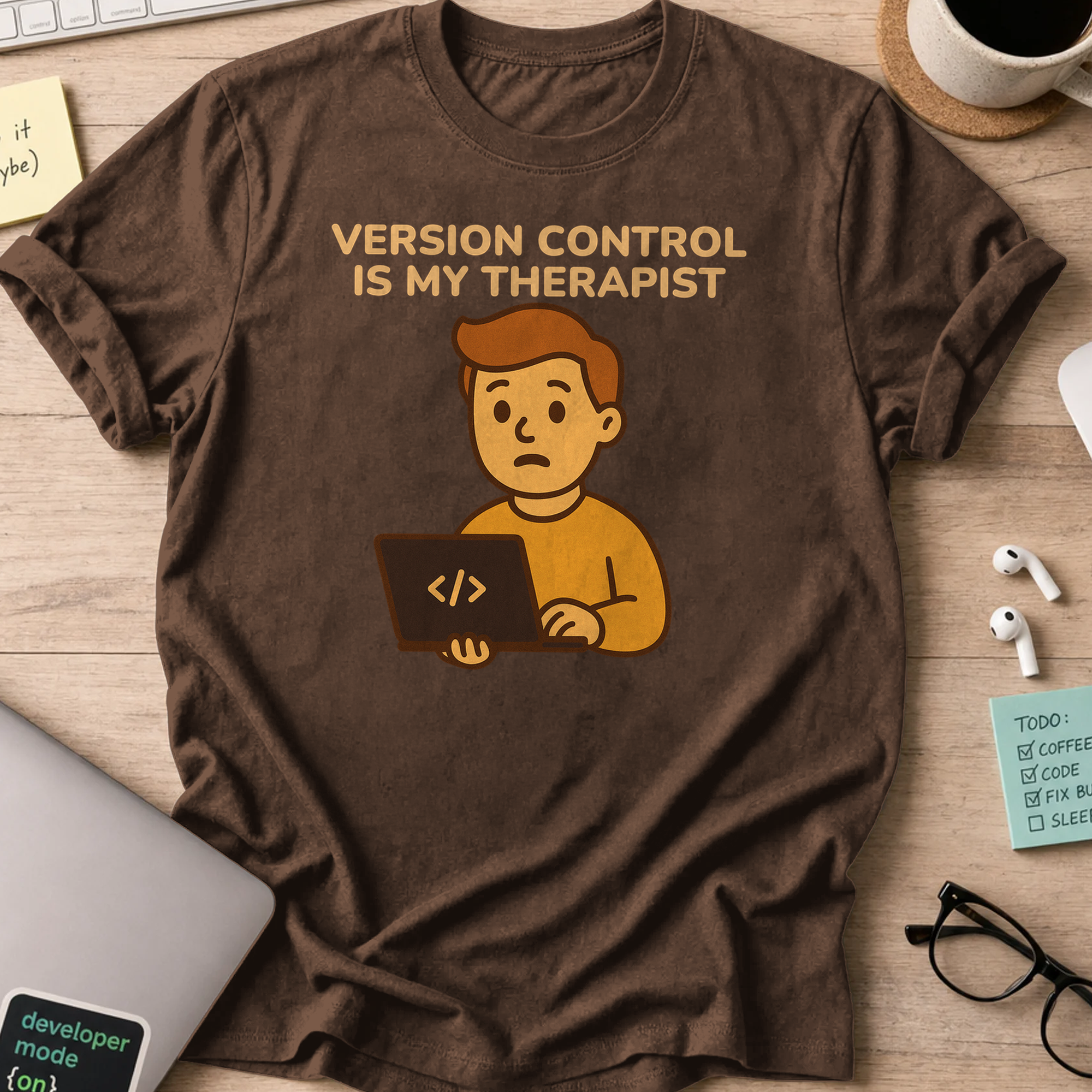 version control is my therapist shirt - Dark Chocolate