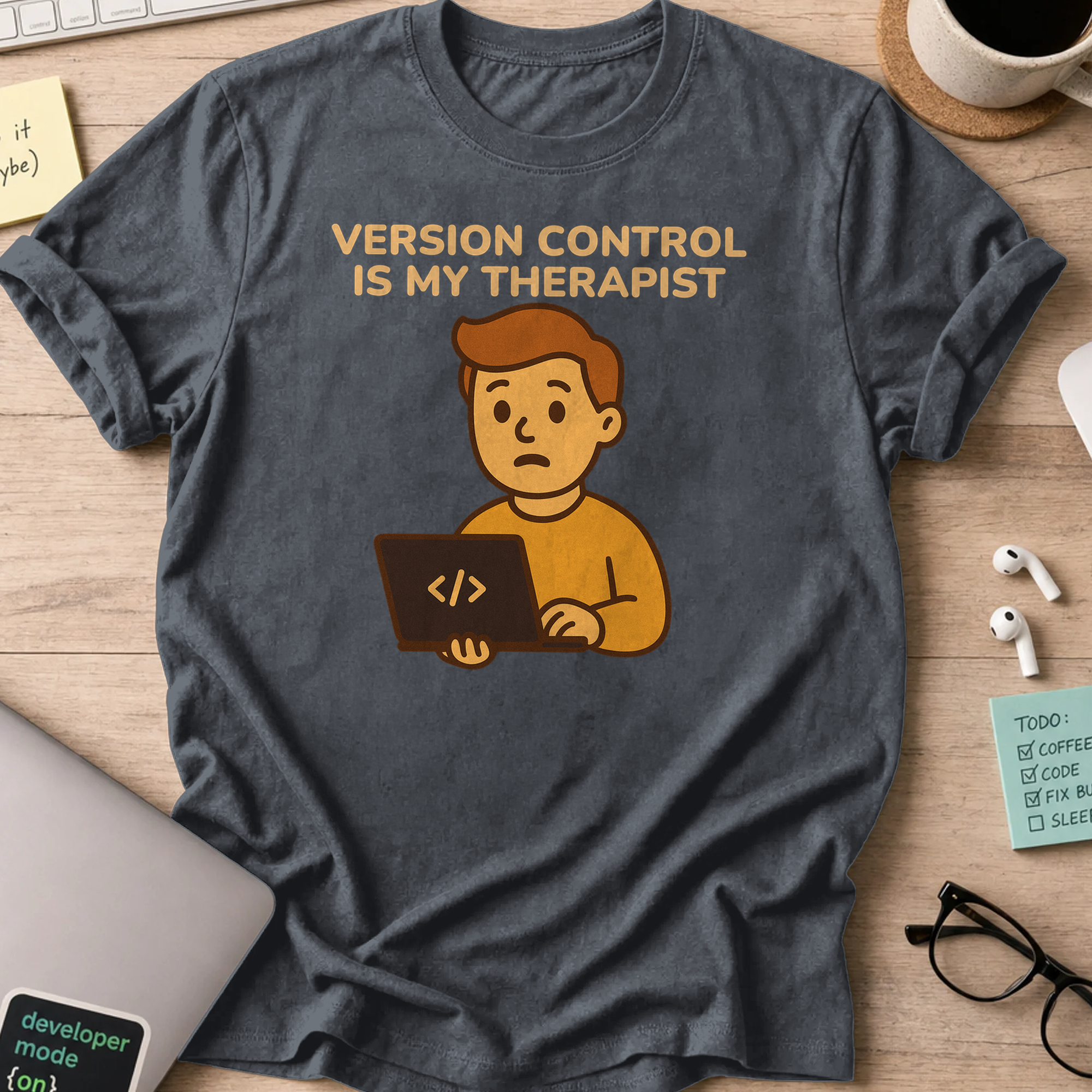 version control is my therapist shirt - Dark Heather