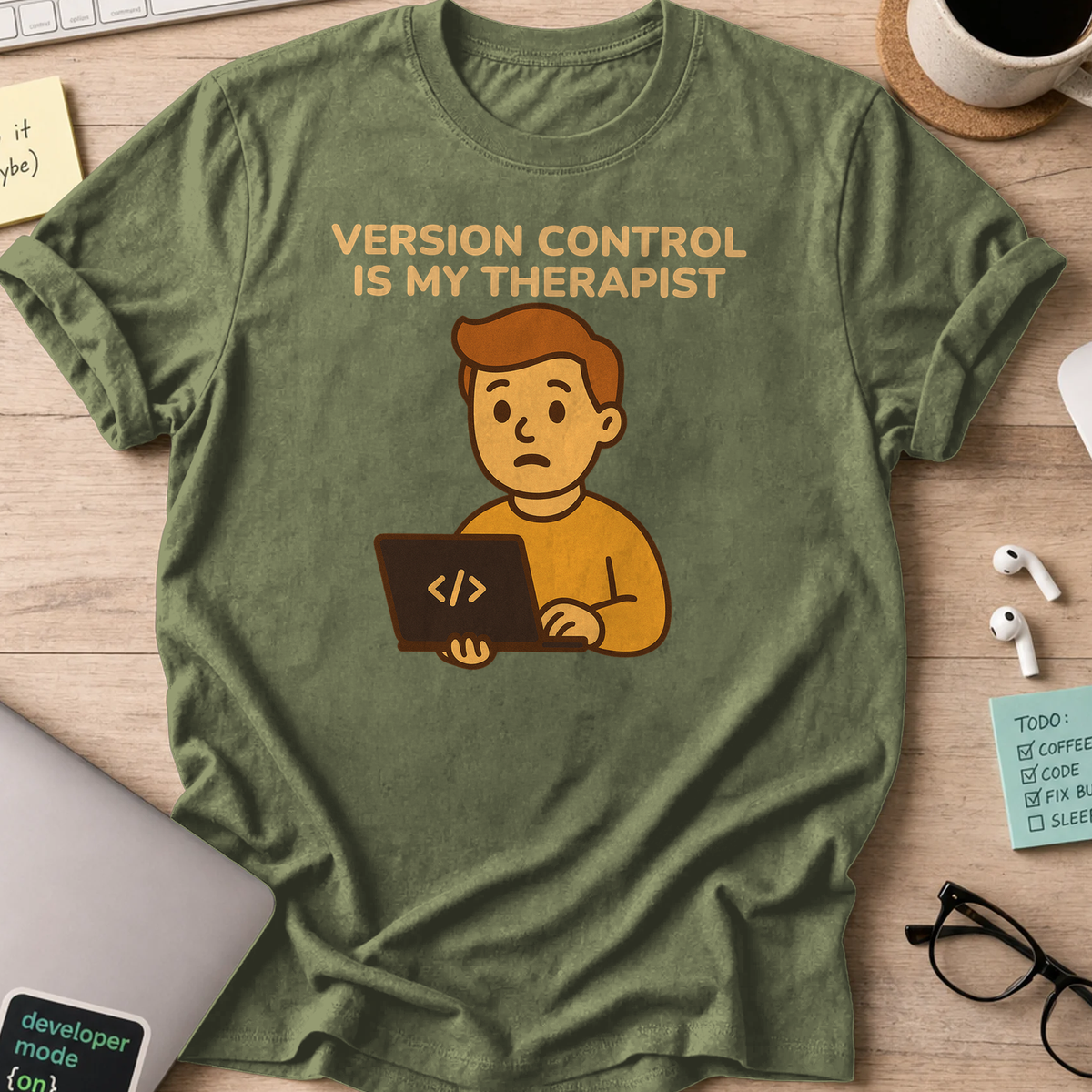 version control is my therapist shirt - Military Green