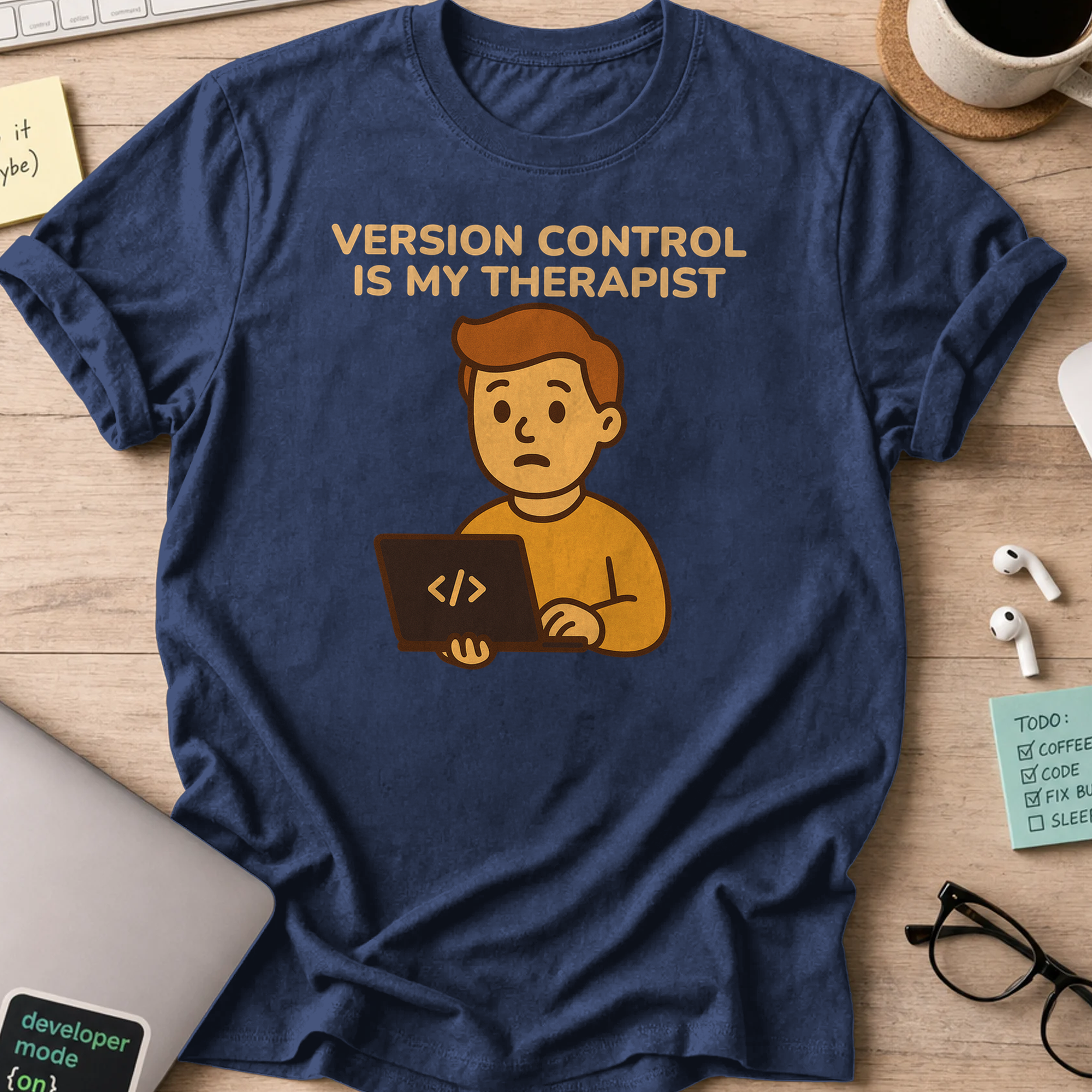 version control is my therapist shirt - Navy