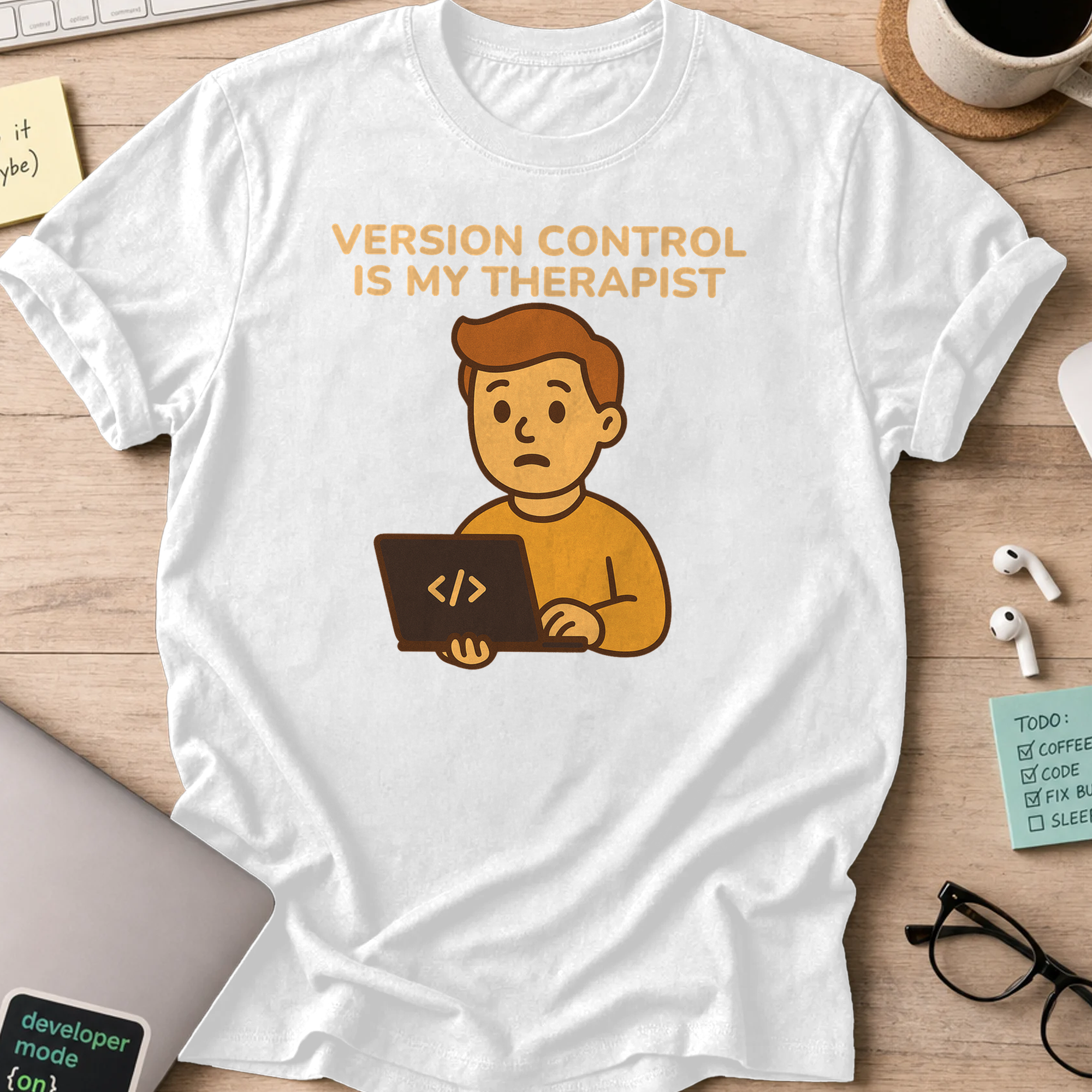 version control is my therapist shirt - White
