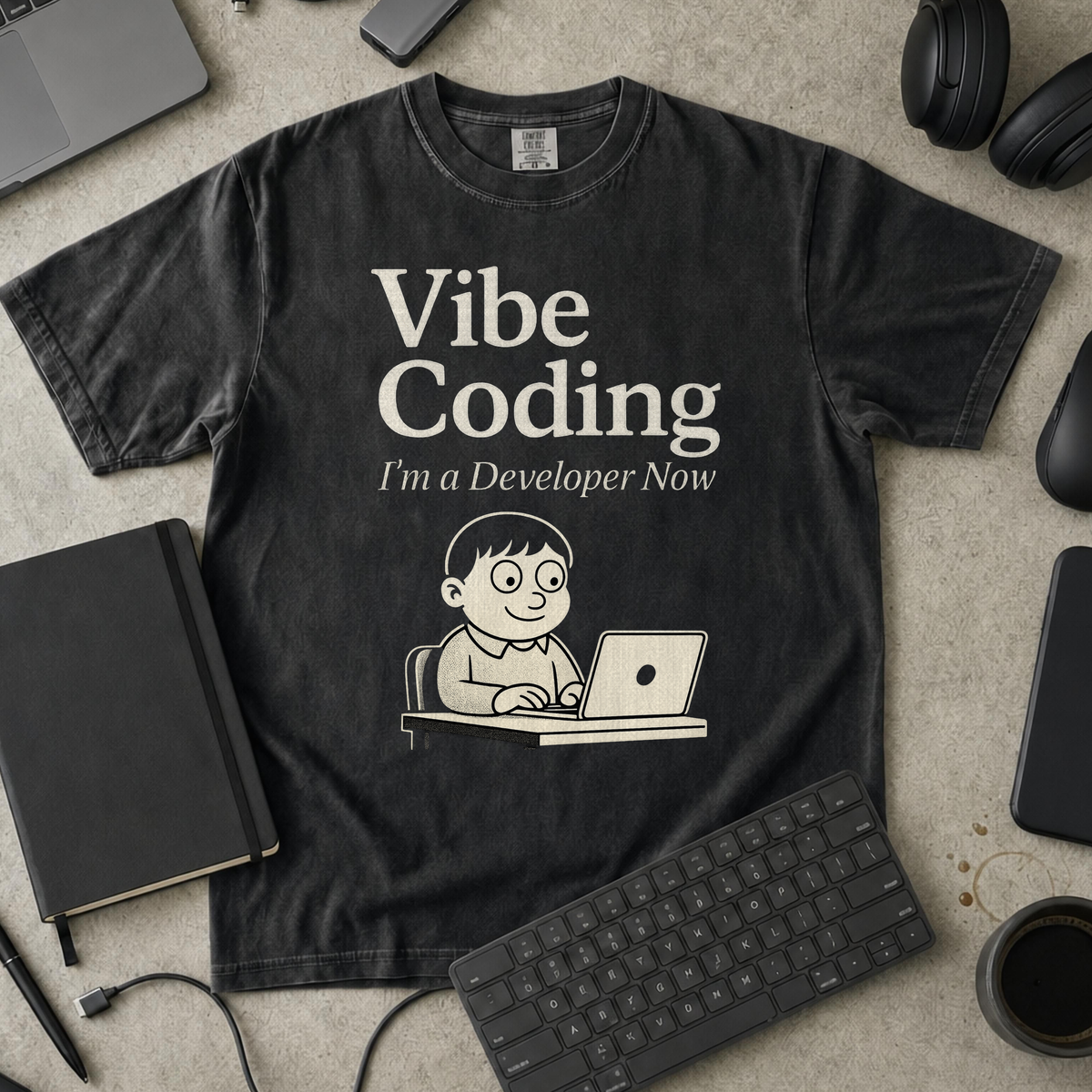 vibe coding Premium Shirt — black Premium Shirt mock-up